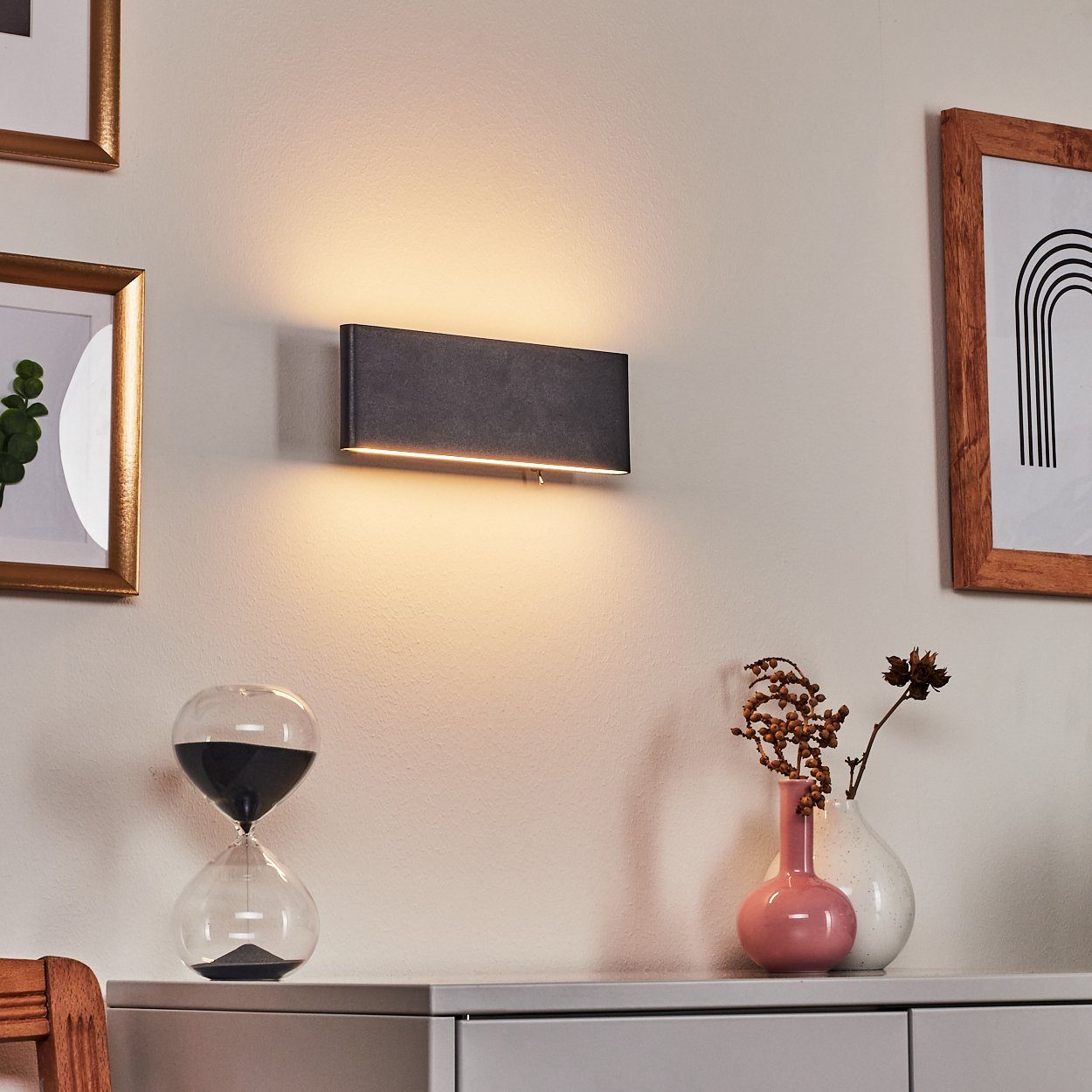 hofstein Wandleuchte LED Flur Прожекторы Schalter schwarz UpDown Wand Lampe Wohn Schlaf