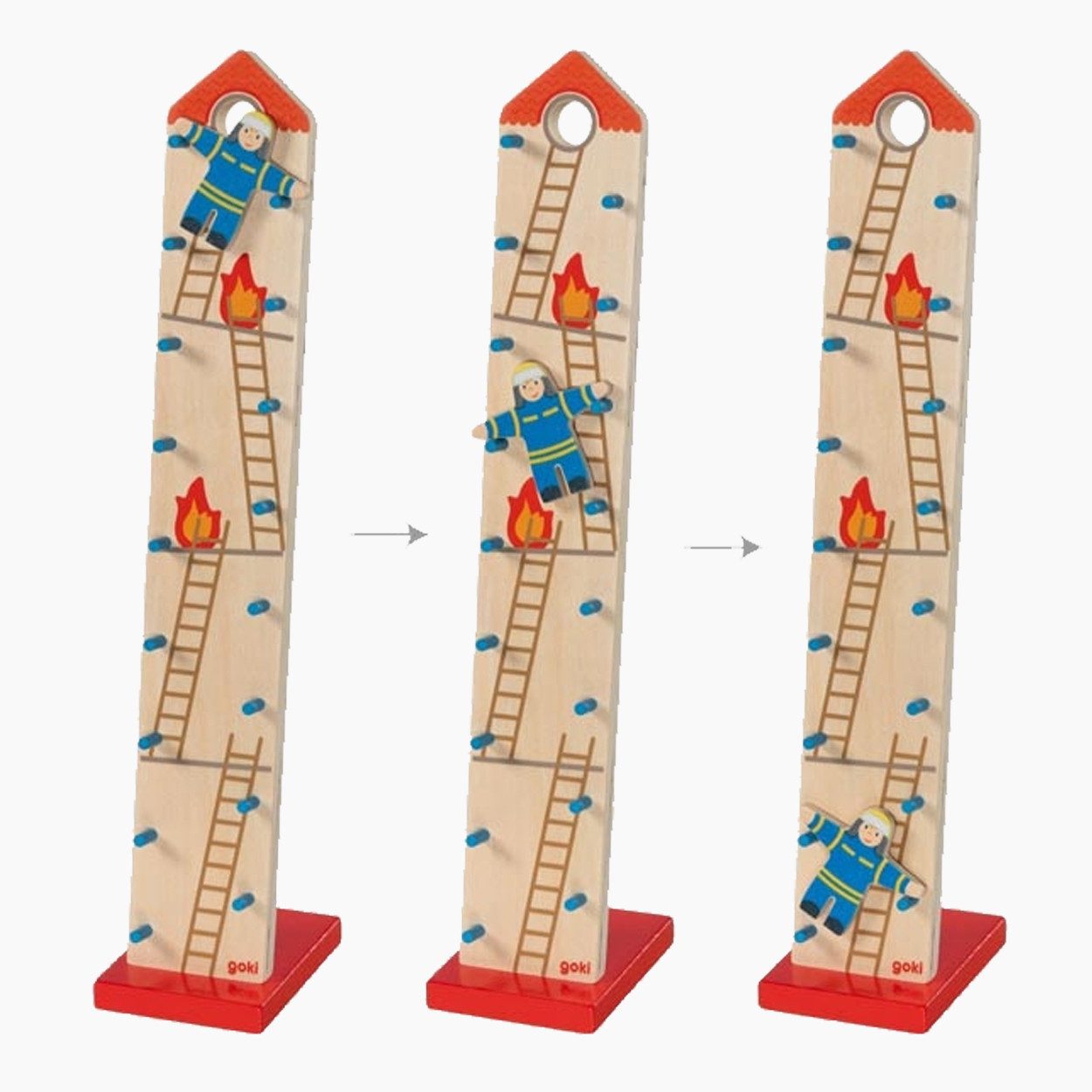 goki Kugelbahn Purzelmännchen Brandmeister Benno, (packung, 3-tlg., spar set), Spielfreude für kleine Helden