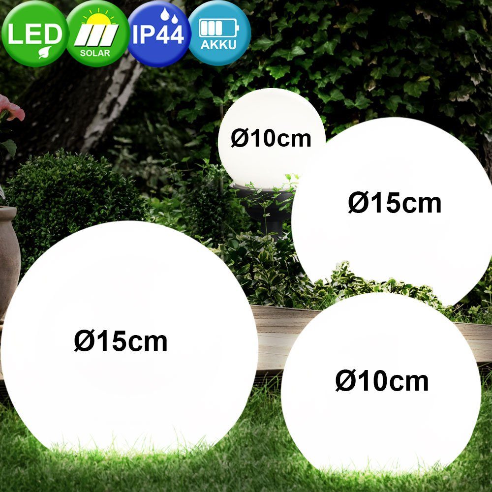 etc-shop LED Gartenleuchte, LED-Leuchtmittel fest verbaut, 4x LED Solar Kugel Leuchten Garten Weg Beet Beleuchtung Außen