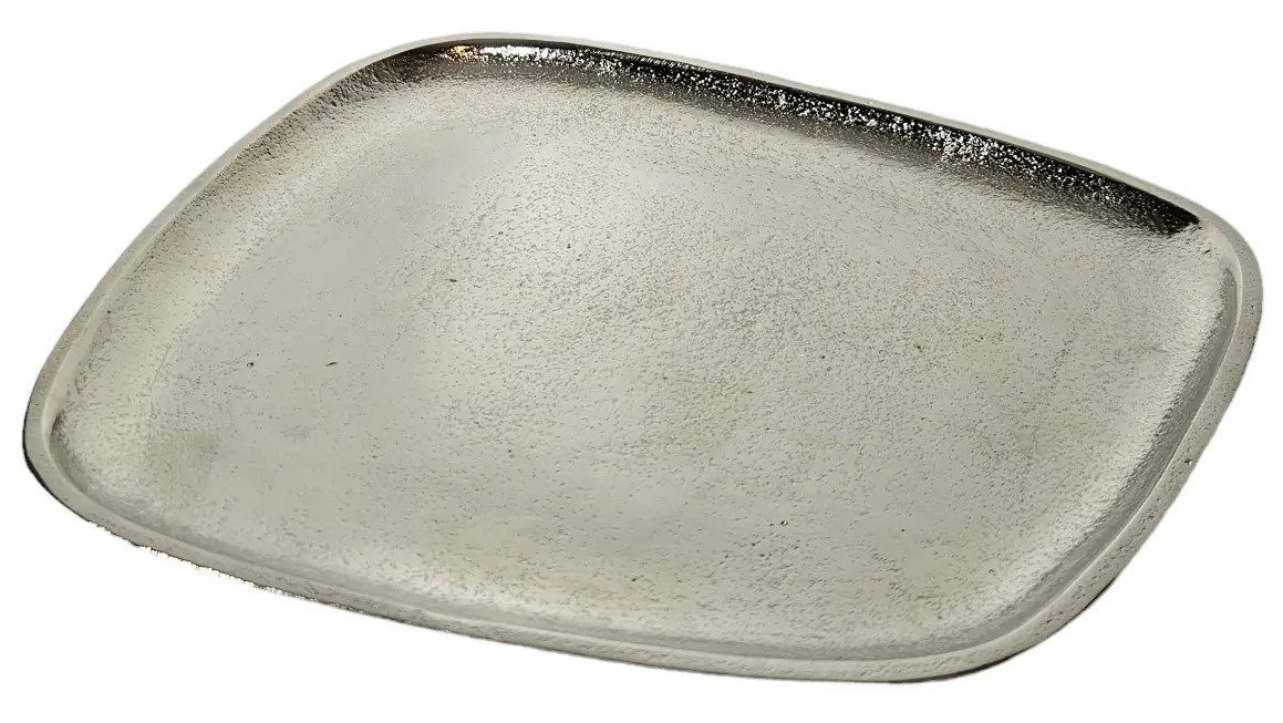 Meinposten Dekoschale Dekoteller Metall silber Dekoschale Metallteller Deko 25 x 22 cm (1 St)