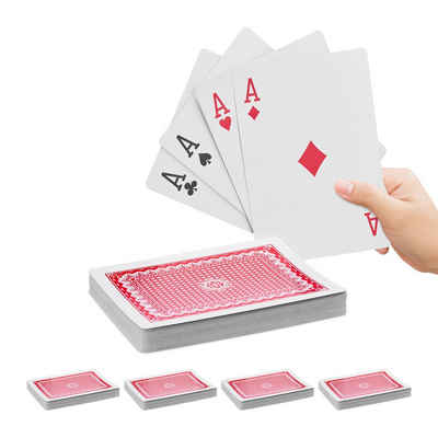 relaxdays Spiel, 5 x Pokerkarten Jumbo 54 Karten