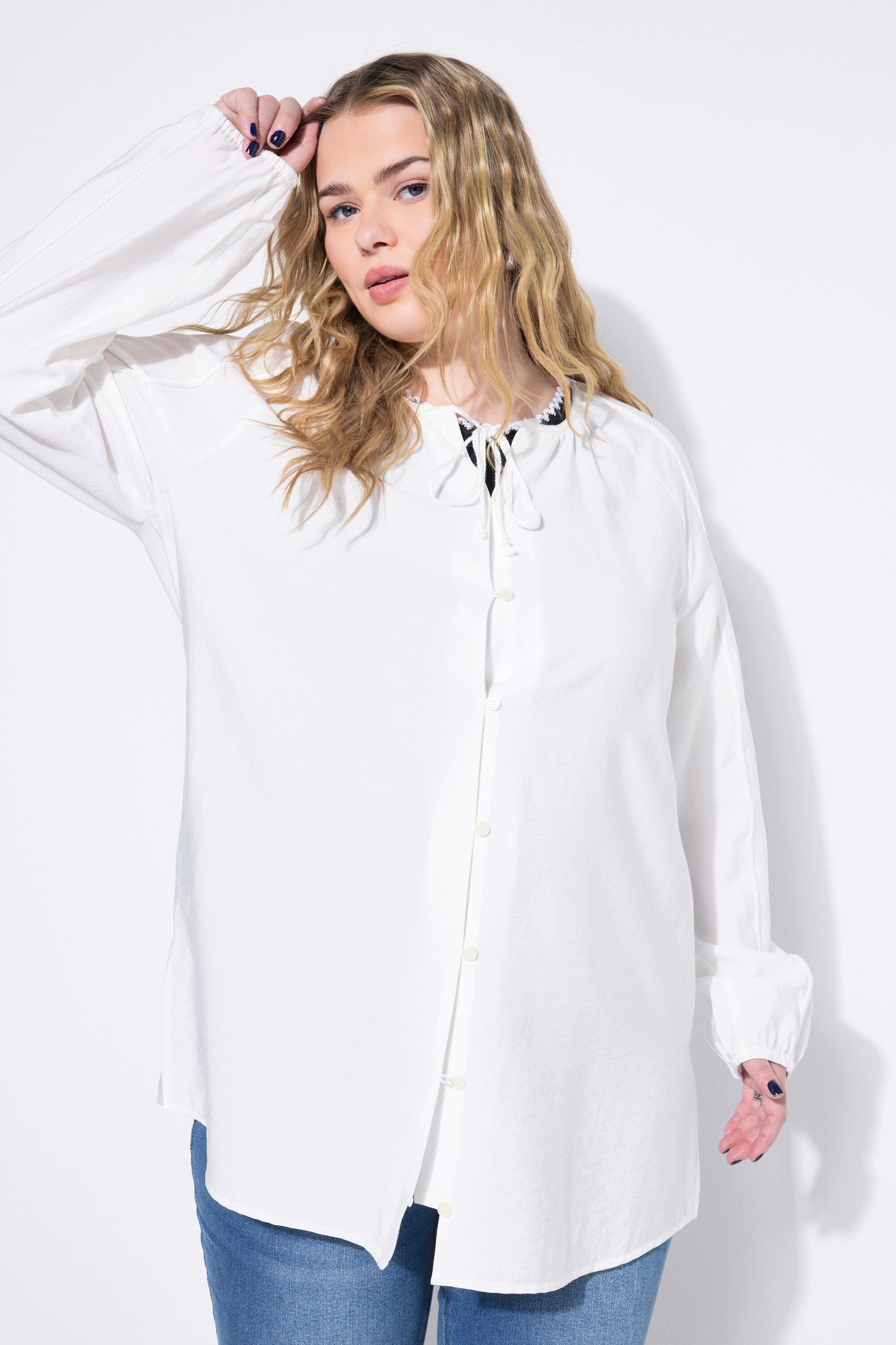 Studio Untold Satinbluse Bluse A-Line Flecht-Details