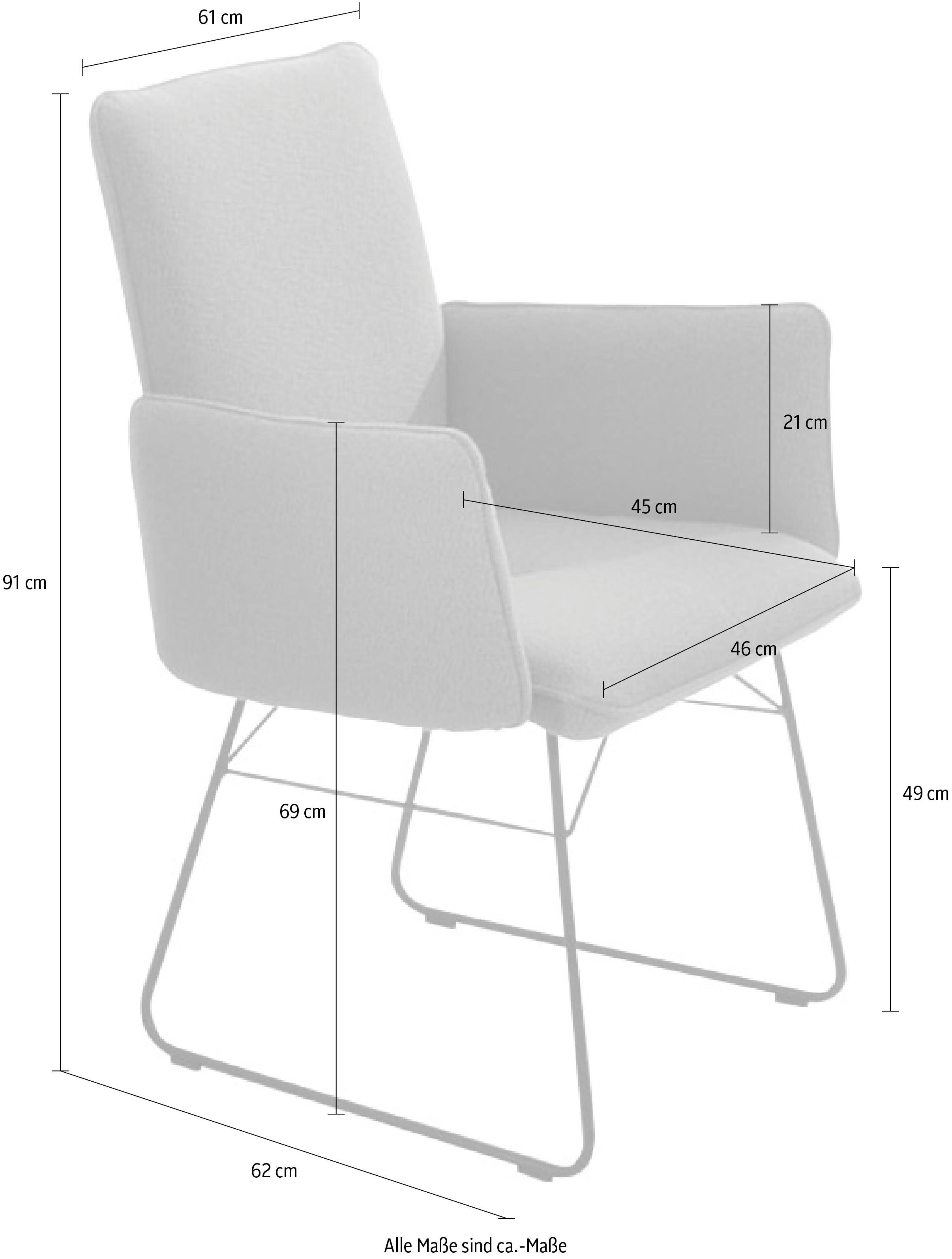am Rücken, Steppung K+W Wohnen Drahtkufengestell sand im in (1 St), Griff & schwarz, Armlehnstuhl Sitz Komfort Metall