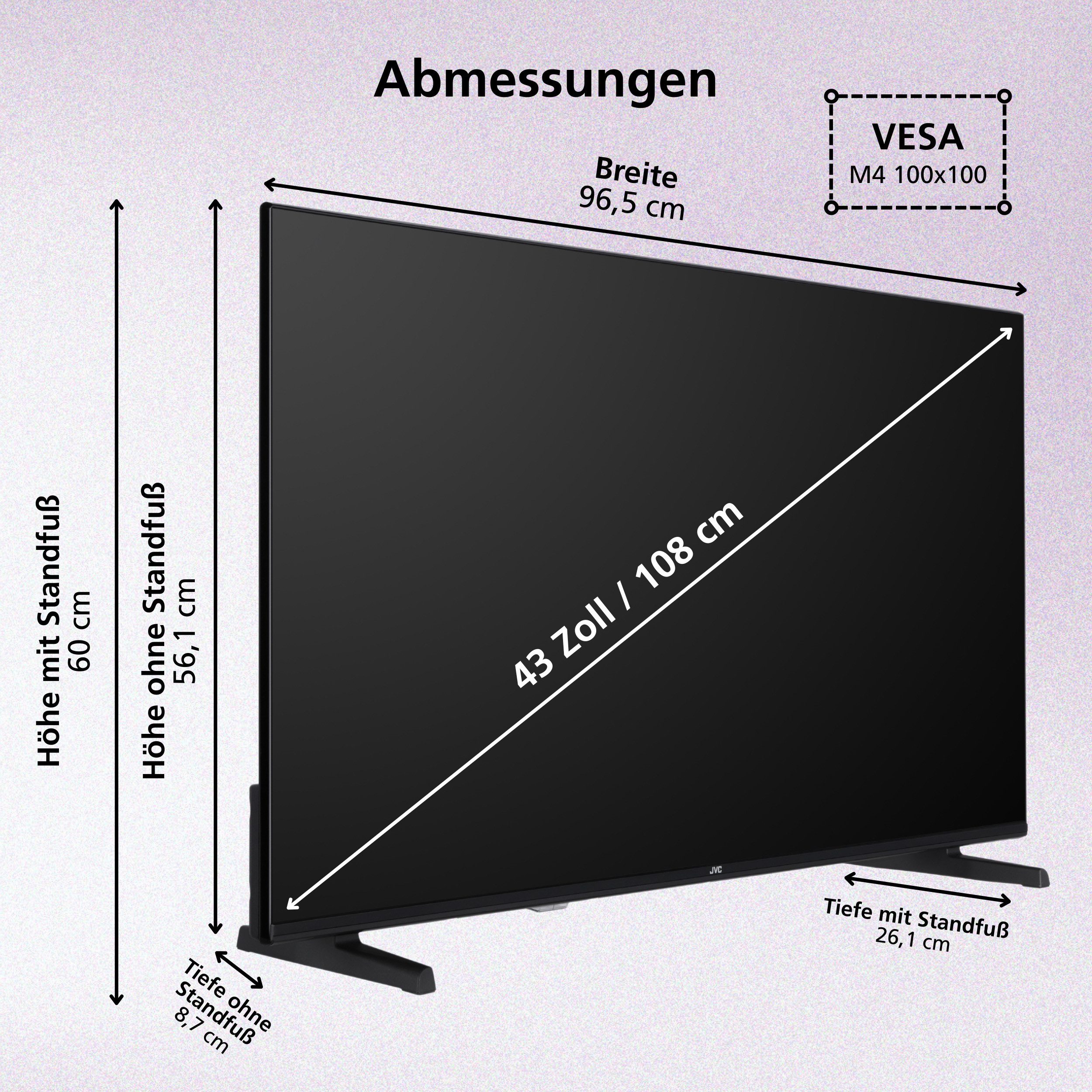 JVC LT-43VRQ3555 QLED-Fernseher (108 cm/43 Zoll, 4K Ultra HD, Fire TV, Fire TV / Smart TV, Dolby Vision HDR, Alexa Built-In, Triple-Tuner)