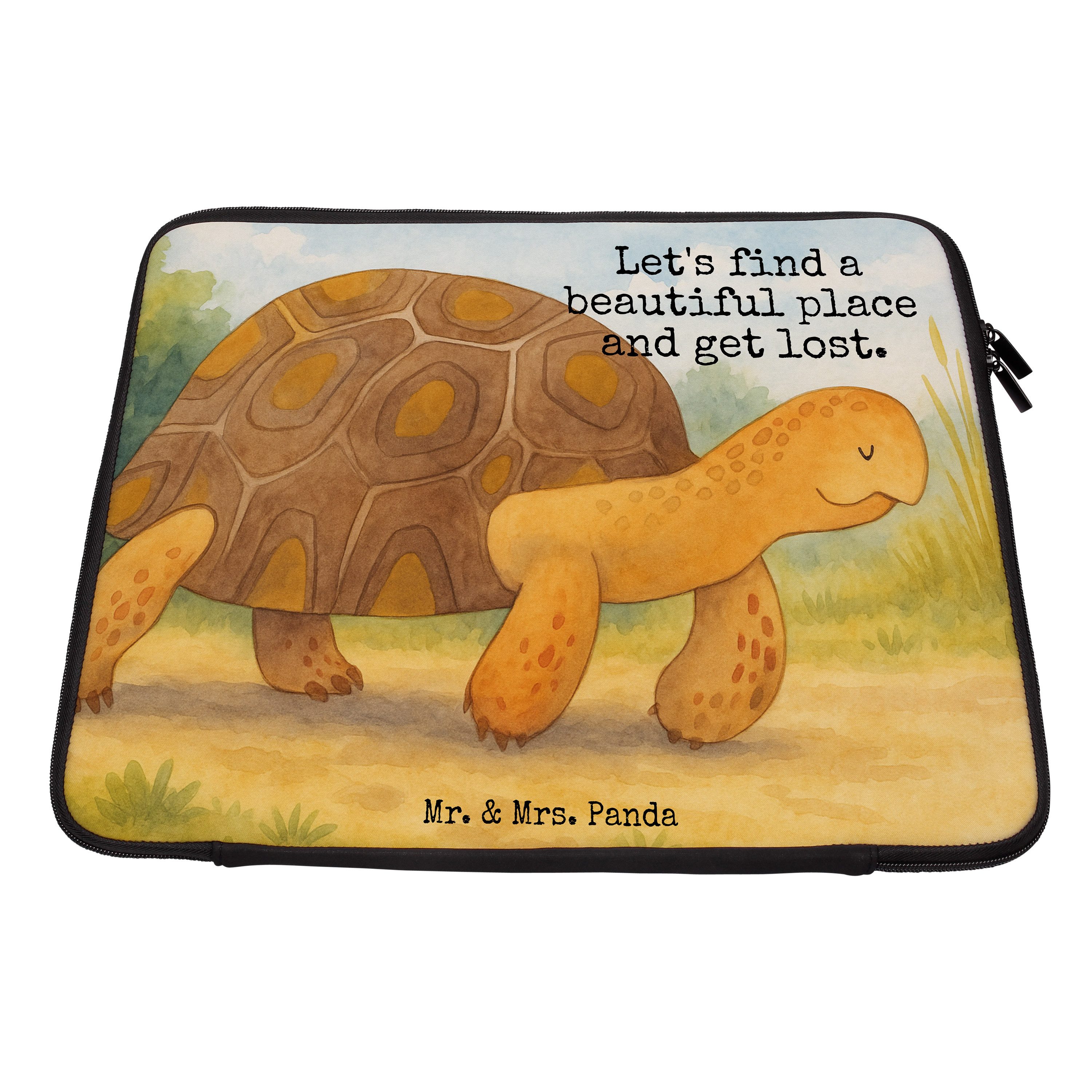Mr. & Mrs. Panda Laptop-Hülle Schildkröte Marschieren Design, Laptop Tasche 13" 34 x 26,5 cm, Weiß, Laptop-Case Notebook-Case Notebook-Sleeve
