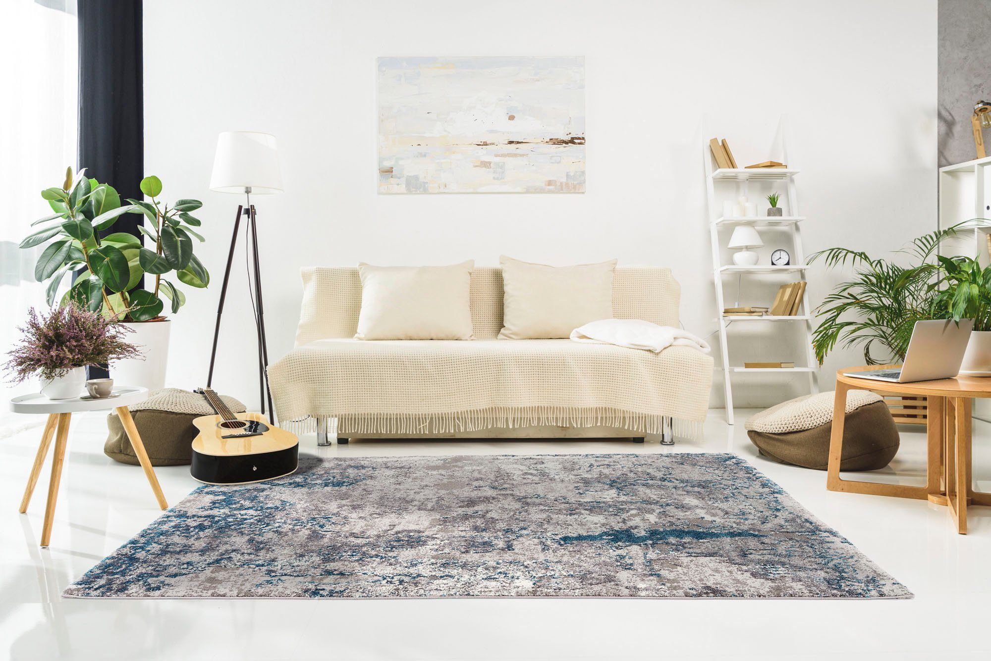 OCI DIE TEPPICHMARKE Teppich JUWEL LIRAY, rechteckig, Höhe: 20 mm, Kurzflor, Wohnzimmer, Marmor Optik, Hoch Tief Effekt