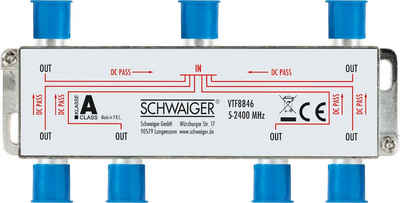 Schwaiger SAT-Verteiler VTF8846 241 (verteilt ein Signal auf sechs Teilnehmer), für Kabel-, Antennen- und Satellitenanlagen
