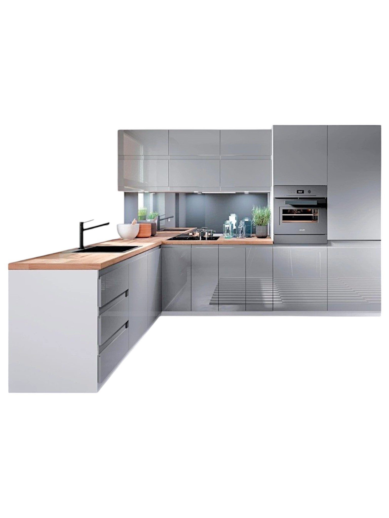 ROYAL24_MARKT Winkelküche - K31-G300 R – Langlebige Materialien, (Komplett Set), Premium - Modern - Exzellent.