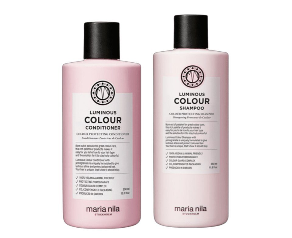 Maria Nila Haarpflege-Set Luminous Colour Duo, Set, 2-tlg., Shampoo 350 ml + Conditioner 300 ml, erneuert und stärkt die Haarstruktur
