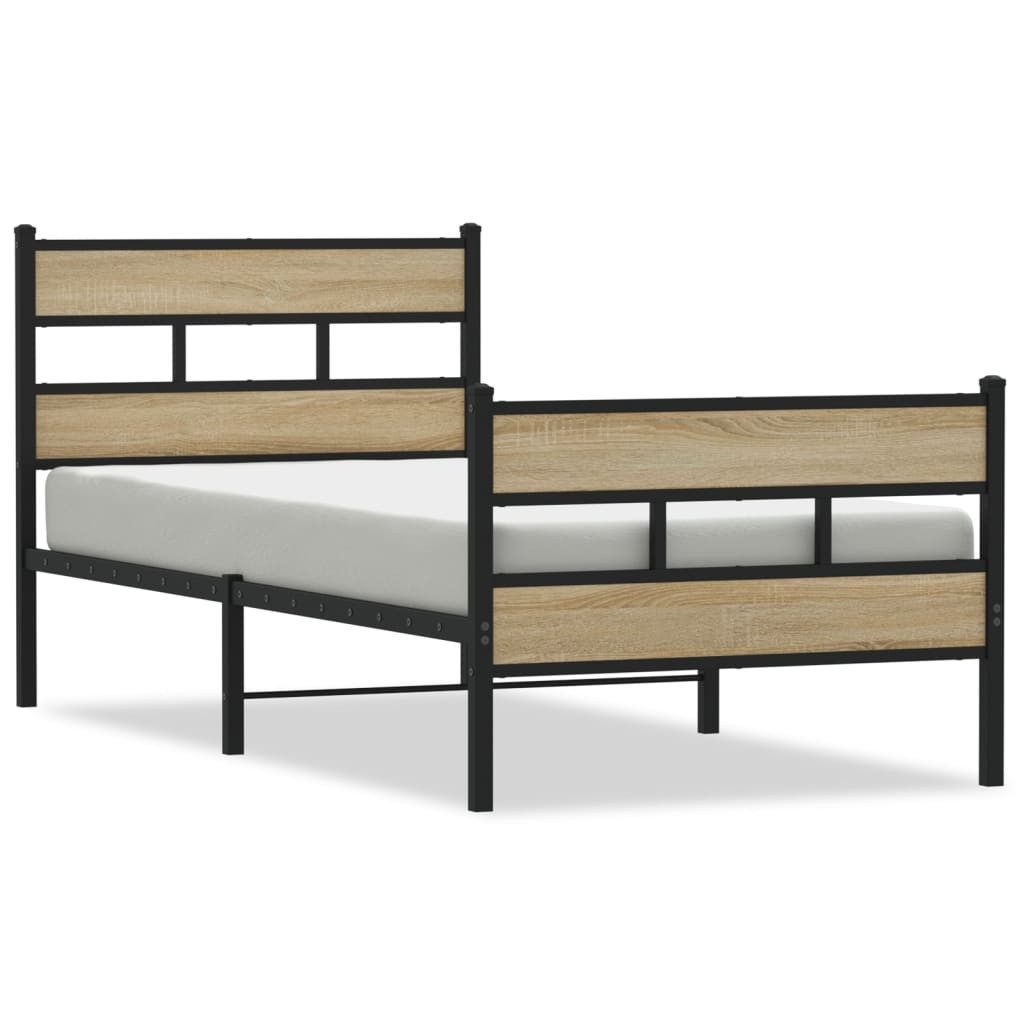 vidaXL Bett Metallbett ohne Matratze Sonoma-Eiche günstig online kaufen