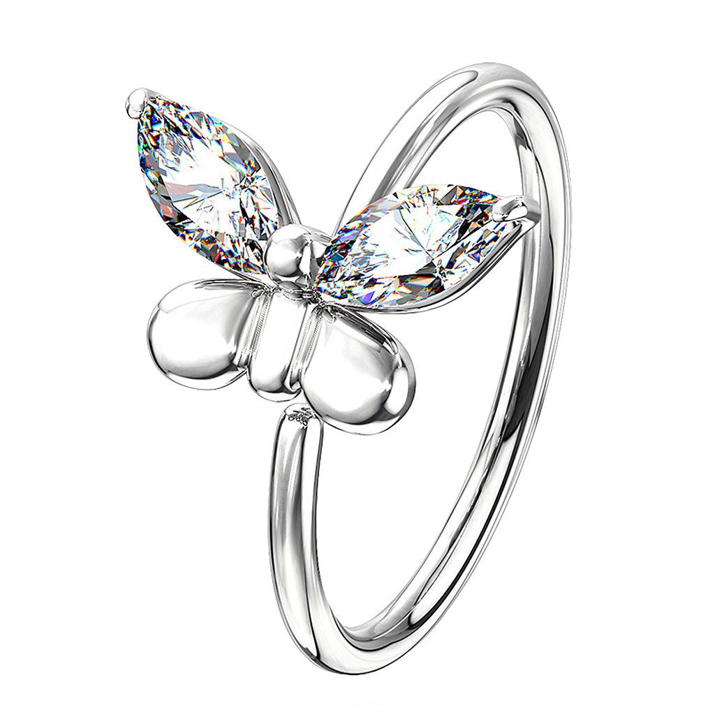 Taffstyle Nasenpiercing Piercing Schmetterling Chirurgenstahl Ohrpiercing Tragus Nasen Ring, Biegbarer Piercing Ring Zirkonia Schmetterling Schmuck Ohr Nase Lippe