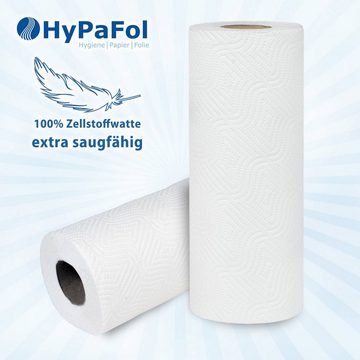 Hypafol Papierküchenrolle 100% Zellstoff, 3-lagig, 45 Blatt, weiß, 48 Rollen, Großhandelspack (48-St)