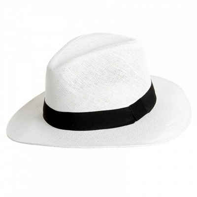 Caspar Strohhut HT010 klassischer Herren Panama Hut mit breitem schwarzen Band