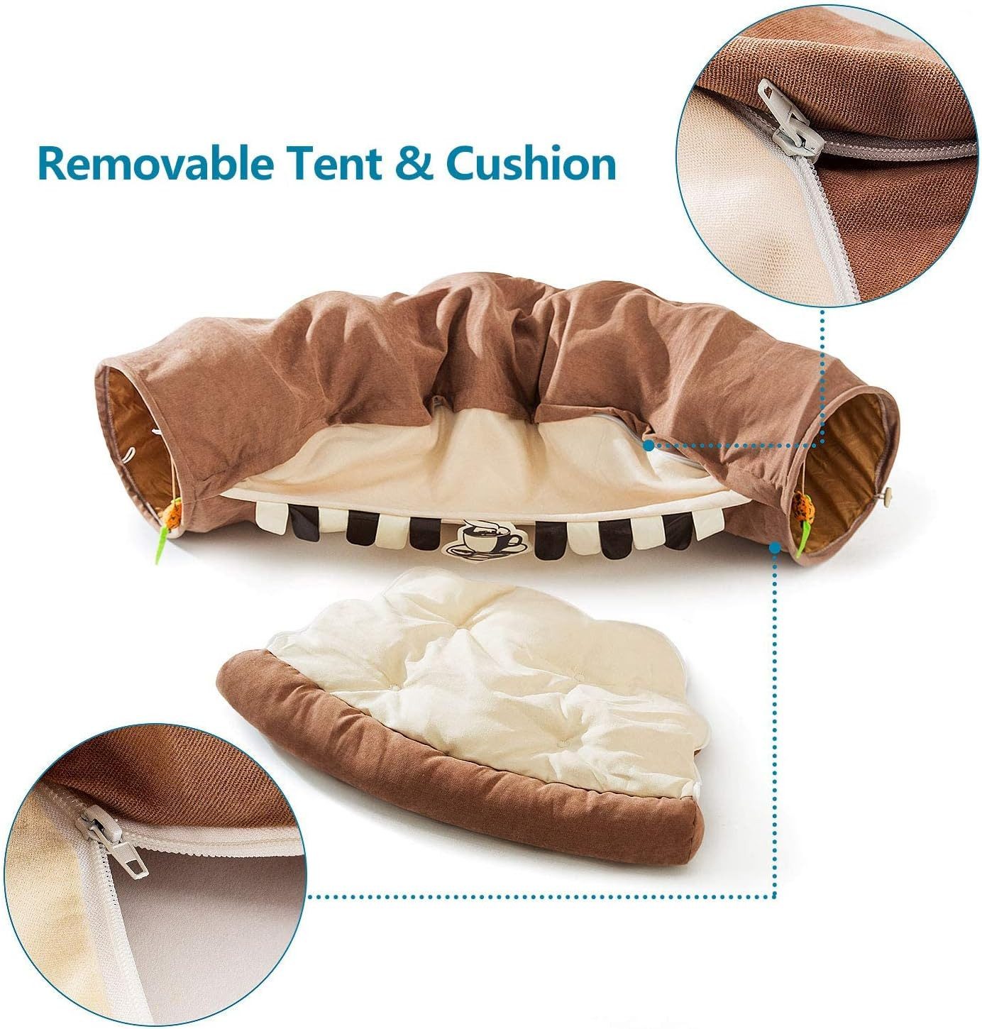 Refined Living Tierbett Katzentunnel Mit Schlafplatz, Rascheltunnel Für Katzen, Faltbar,Tierbett und Katzentunnel in einem,Super weich,mit Spiel,Luxus Katzentun – Bild 3 von 5