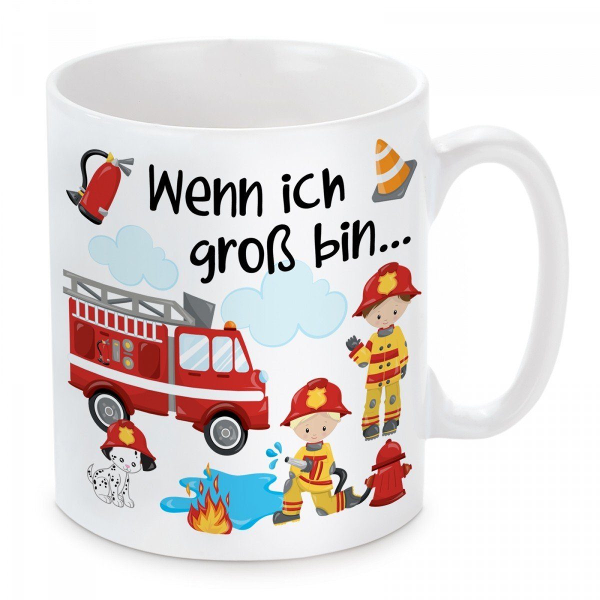 Herzbotschaft Tasse Kaffeebecher mit Motiv Wenn ich groß bin, Keramik, Kaffeetasse spülmaschinenfest und mikrowellengeeignet