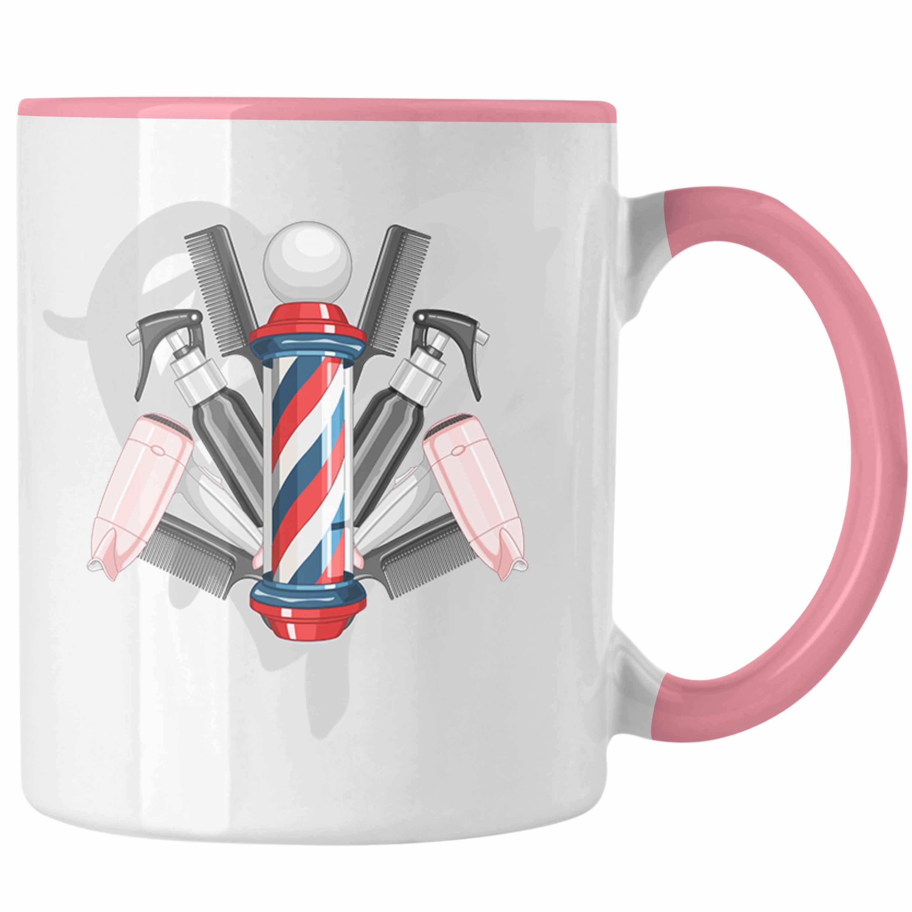 Trendation Tasse Trendation - Friseurin Tasse Geschenk Schere Grafik Frisörin Geschenkidee Geburtstag Weihnachten Lustig Hair Stylistin Rosa