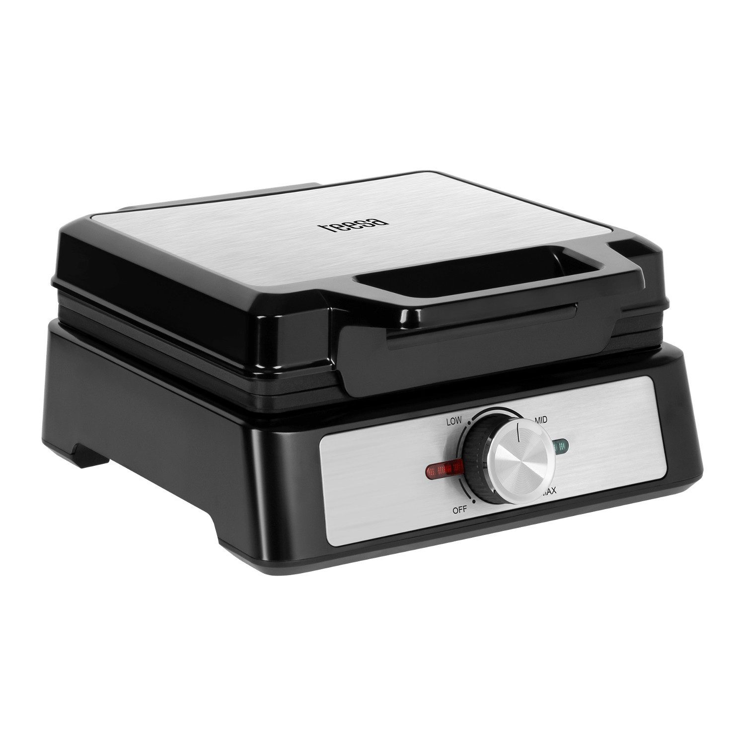 Teesa Waffeleisen für 2 Waffeln, 1600 W Leistungsregulierung TSA3237, 1600 W, 2 Rechtecke, Betriebsbereitschaftsanzeige, Temperaturregelung