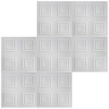Hexim Wanddekoobjekt NR.65 (Deckenplatten aus Styropor XPS - (2QM Sparpaket 50x50cm) weiße Dekorplatten leicht & formfest Styroporplatten Paneele Deckenverkleidung)