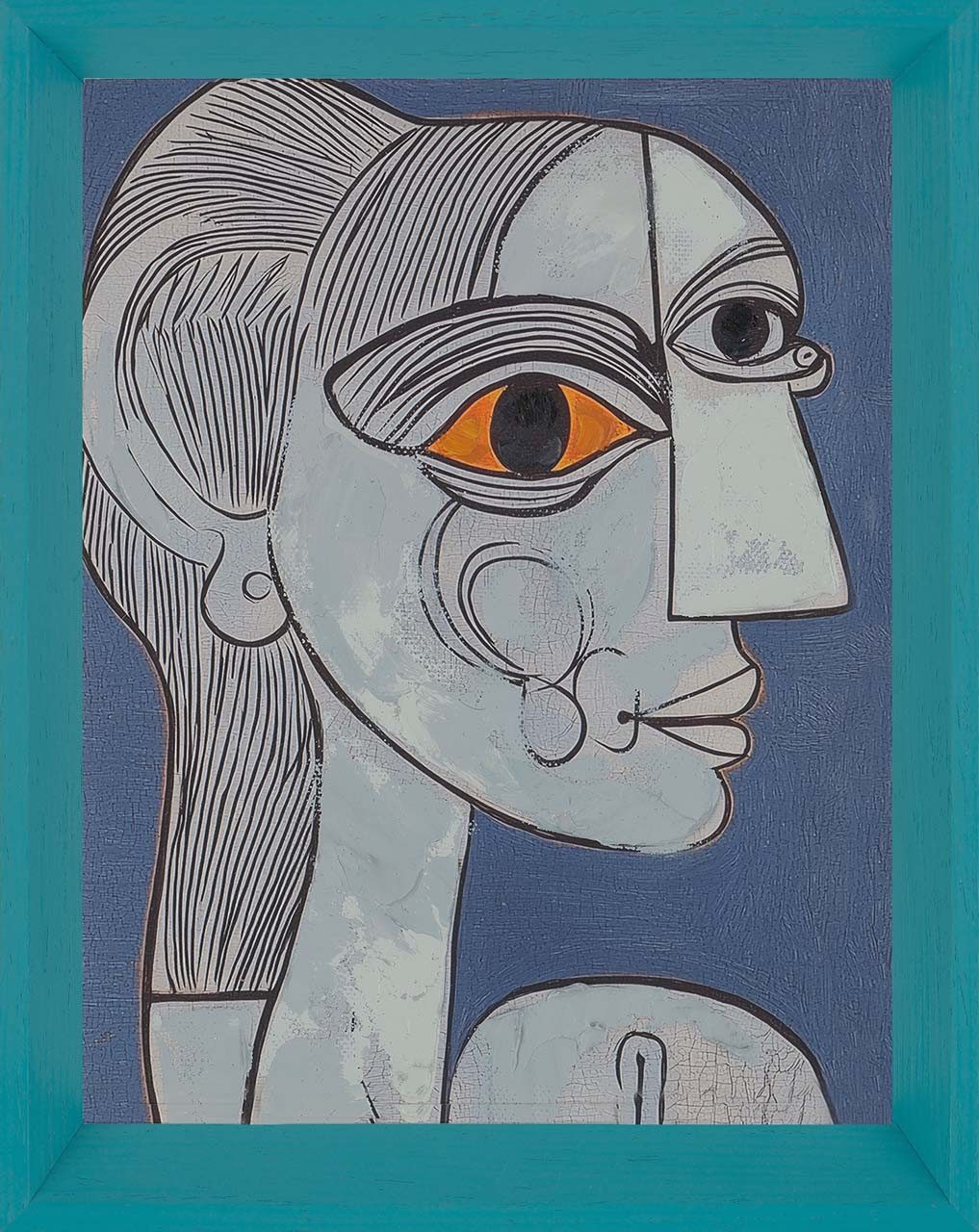 ArtUniverse Gemälde Leinwandbild Abstract Blue Lady 23 x 28 cm, Menschenmotiv