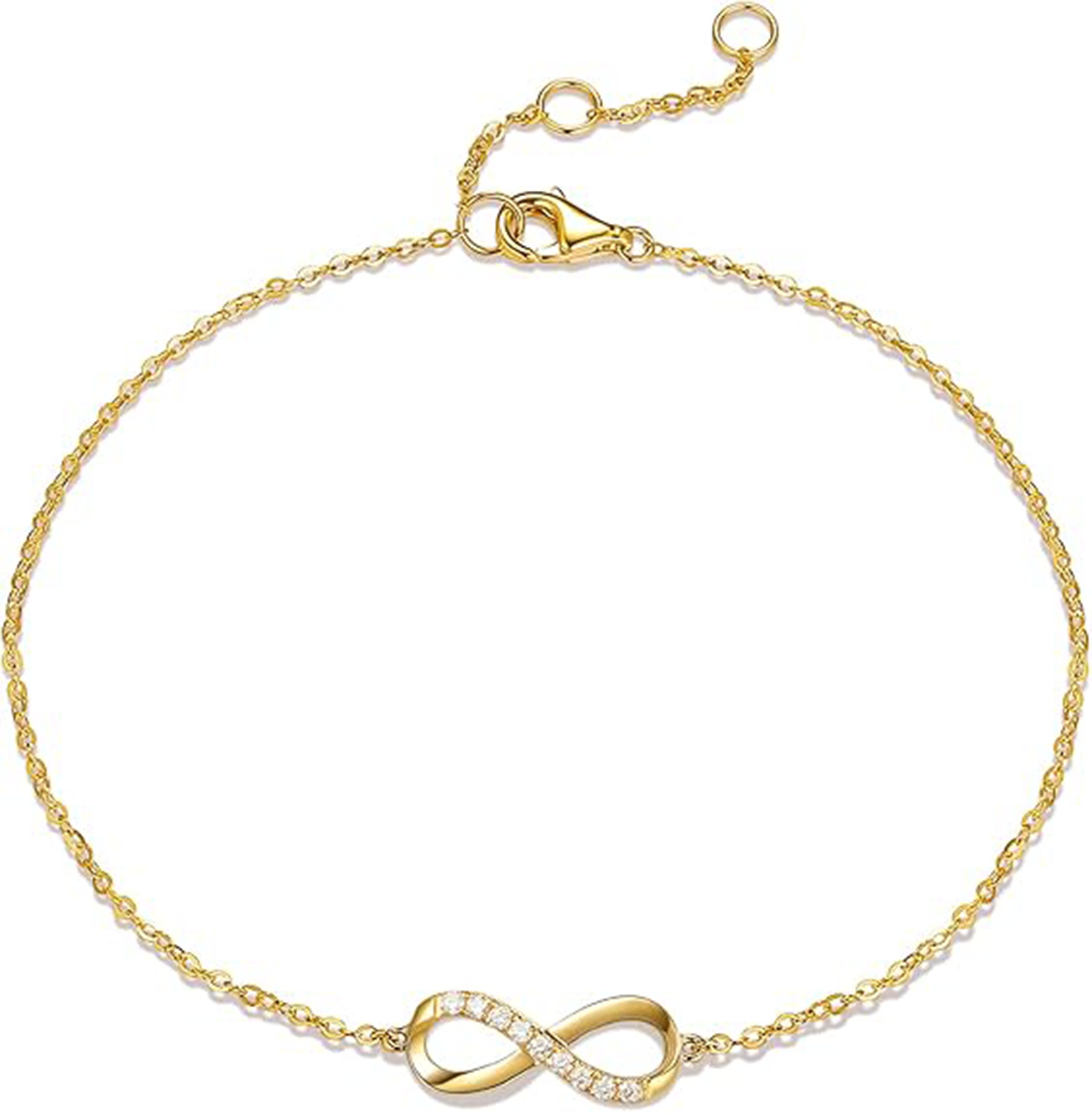 Jumpeak Kette mit Anhänger 585gold, Labor-Diamant, Unendlichkeits-Runddesign, Damenarmband, Geschenke für Ihre Liebsten / Jahrestag / Geburtstag / Heiratsantrag