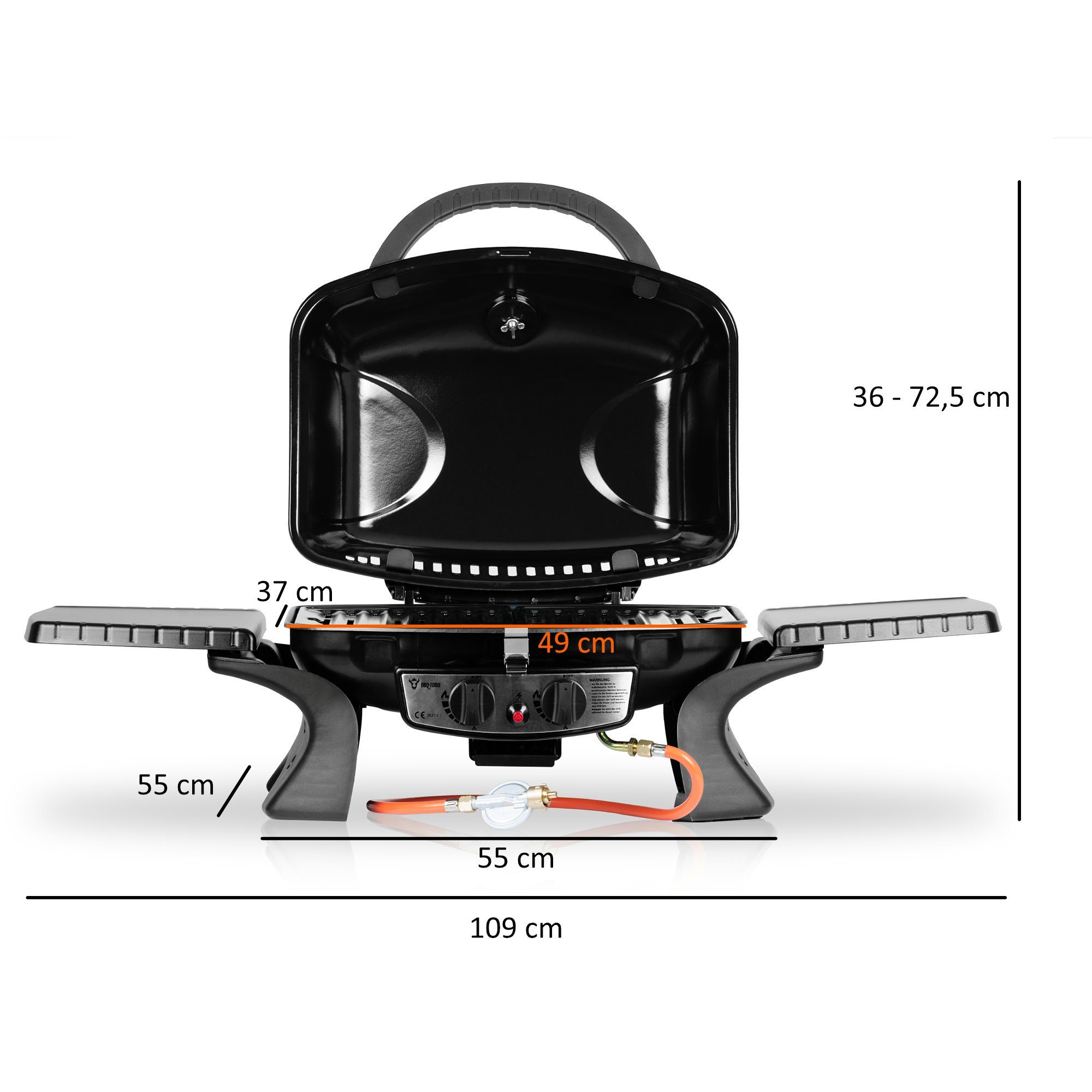 BBQ-Toro Gasgrill Tragbarer Tisch Gasgrill 2 Brenner, Tischgasgrill für Balkon
