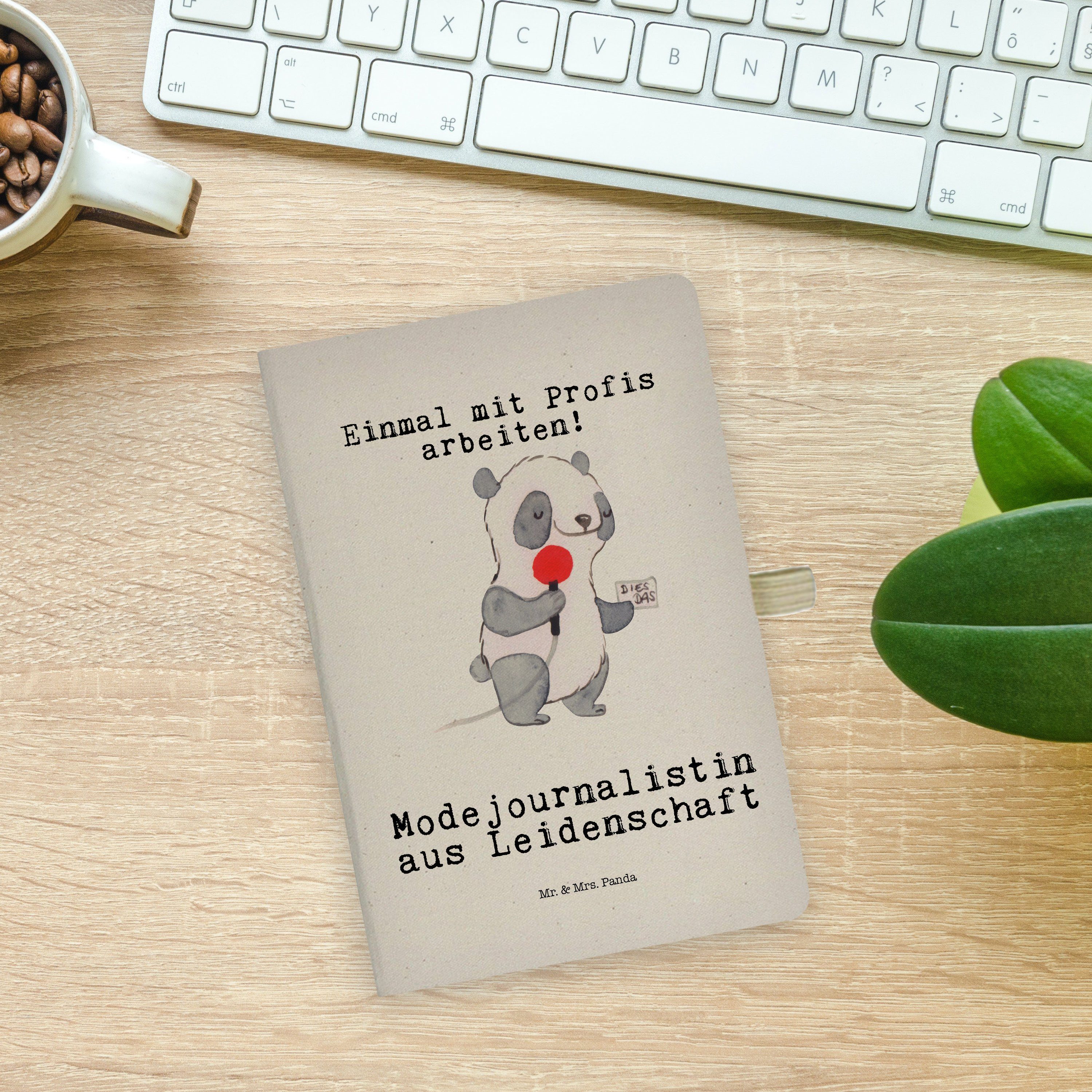 Mr. & Mrs. Panda aus Mr. Transparent Geschenk, Leidenschaft Redakteur Panda - Modejournalistin - & Notizbuch Mrs