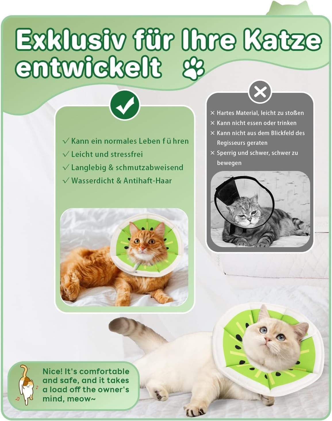 Ledander Schutzkragen Halskrause Katze, Einstellbarer Halskrause Katze Halsband, für Katzen Kleiner Hunde Nach Operation und Verletzungen
