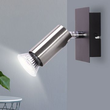 Brilliant Wandleuchte, Leuchtmittel inklusive, Warmweiß, Wand Leuchte silber Wohn Arbeits Zimmer Lampe schwarz Spot Strahler