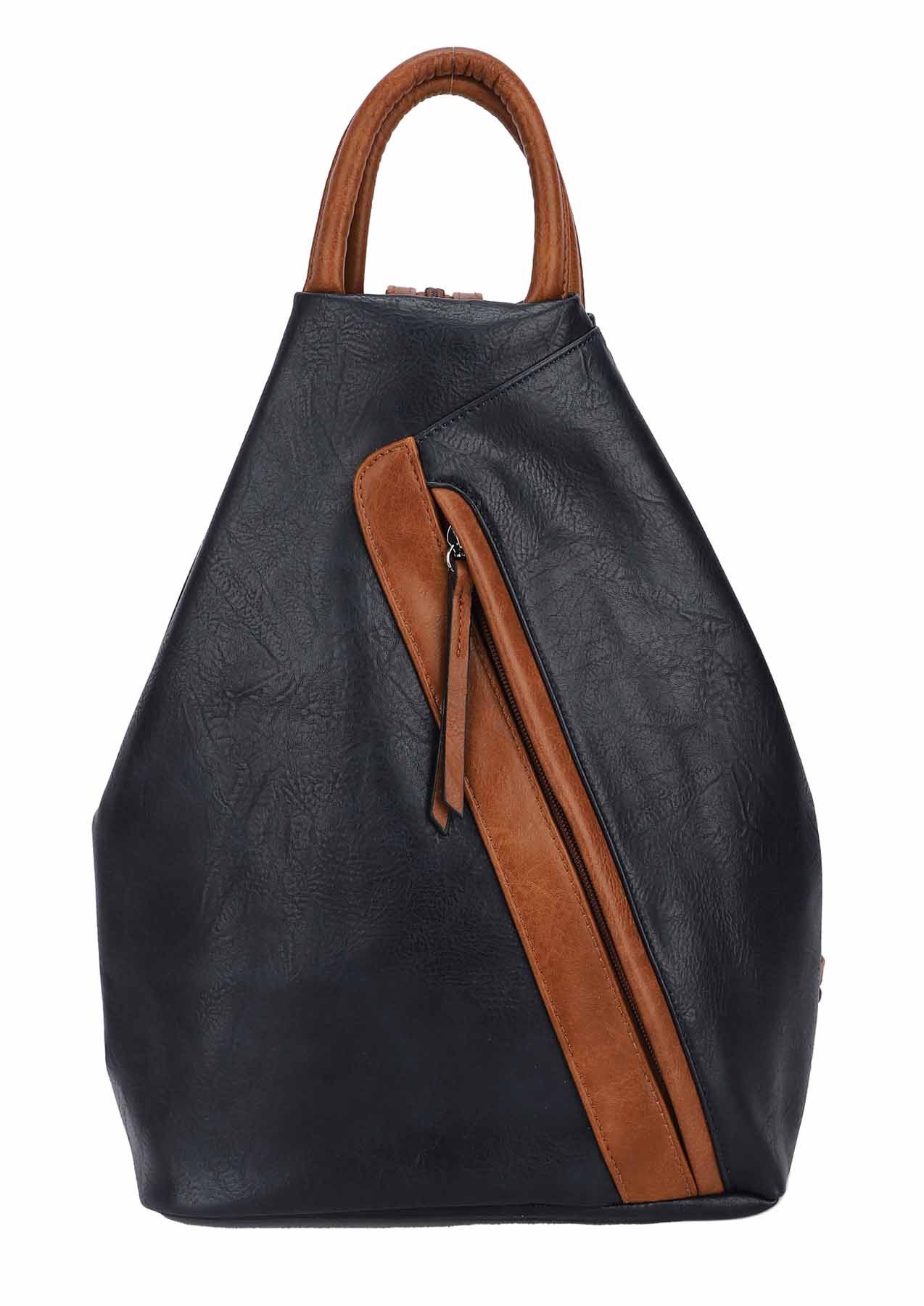ITALYSHOP24 Rucksack Damen Cityrucksack Daypack Tasche Umhängetasche Tagesrucksack Backpack, Handtasche Freizeitrucksack Leder Optik Schule Travel Wandern Arbeit