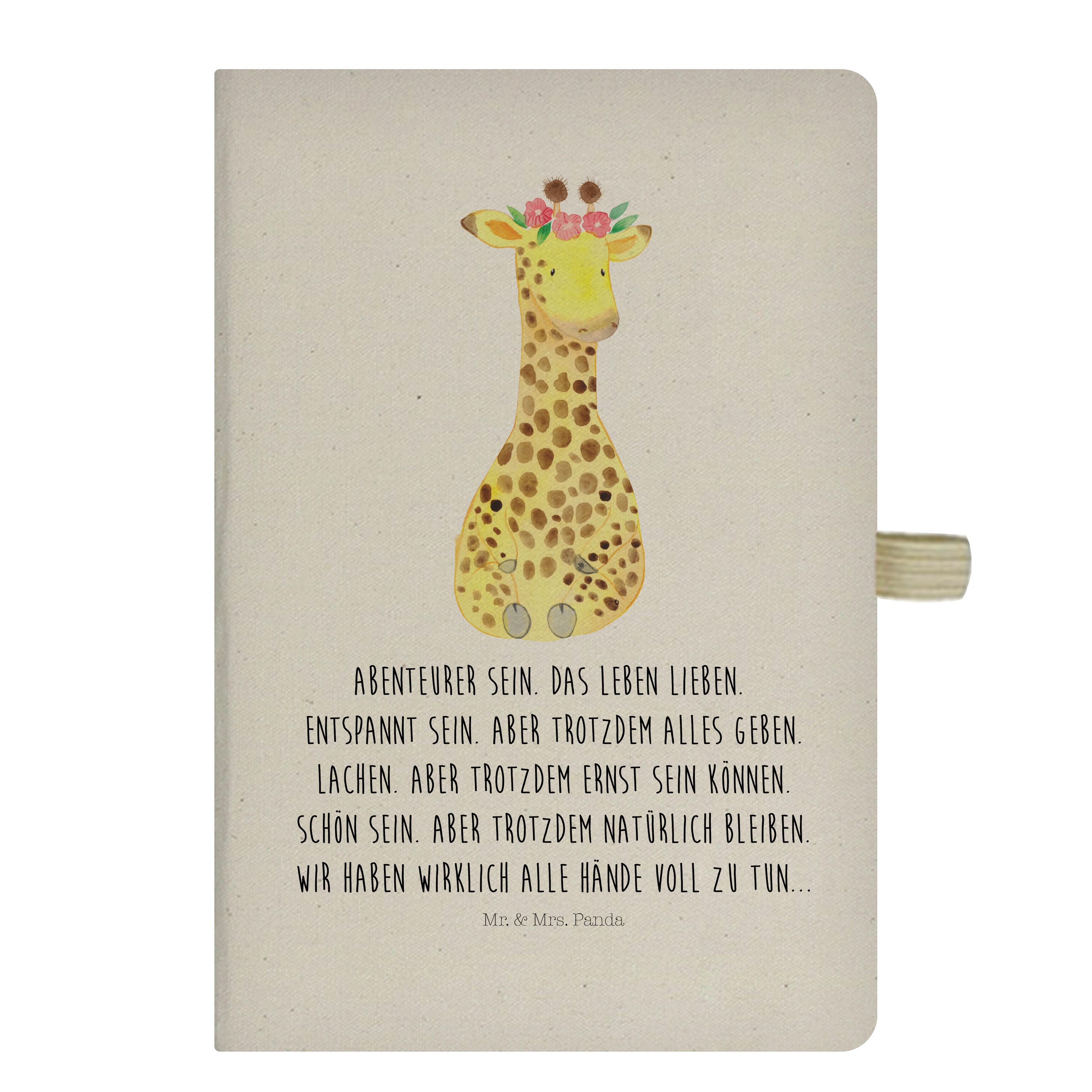 Mr. & Mrs. Panda Notizbuch Giraffe Blumenkranz - Transparent - Geschenk, Notizen, Freundin, Schr Mr. & Mrs. Panda
