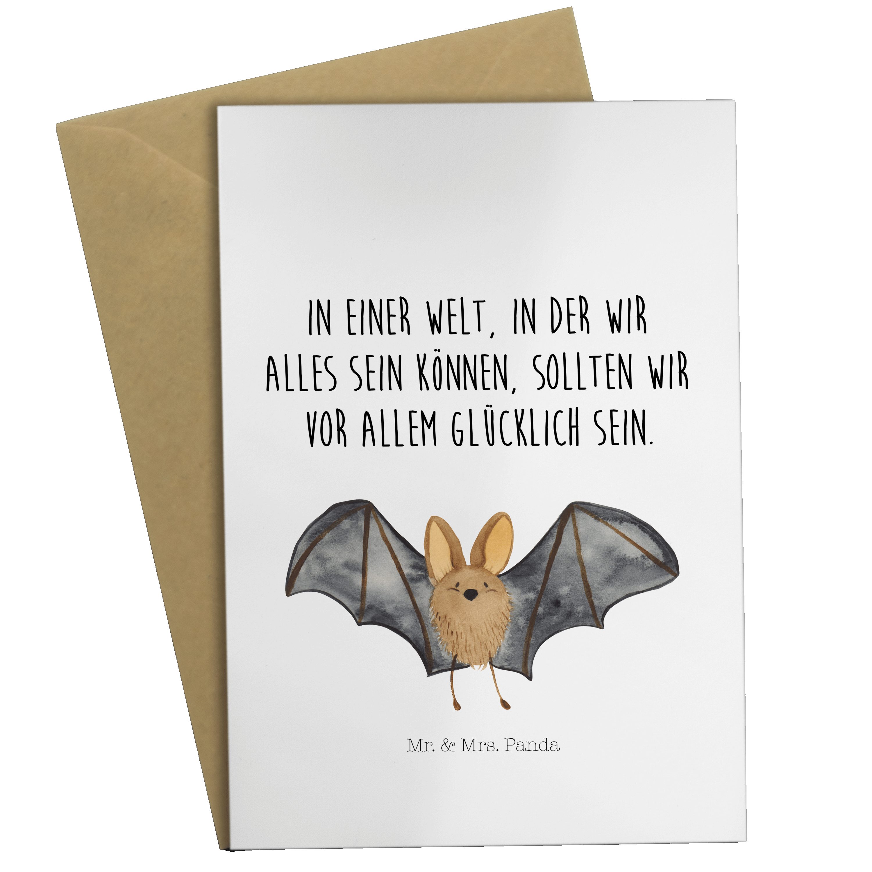 Mr. & Mrs. Panda Grußkarte »Fledermaus Flügel Weiß Geschenk