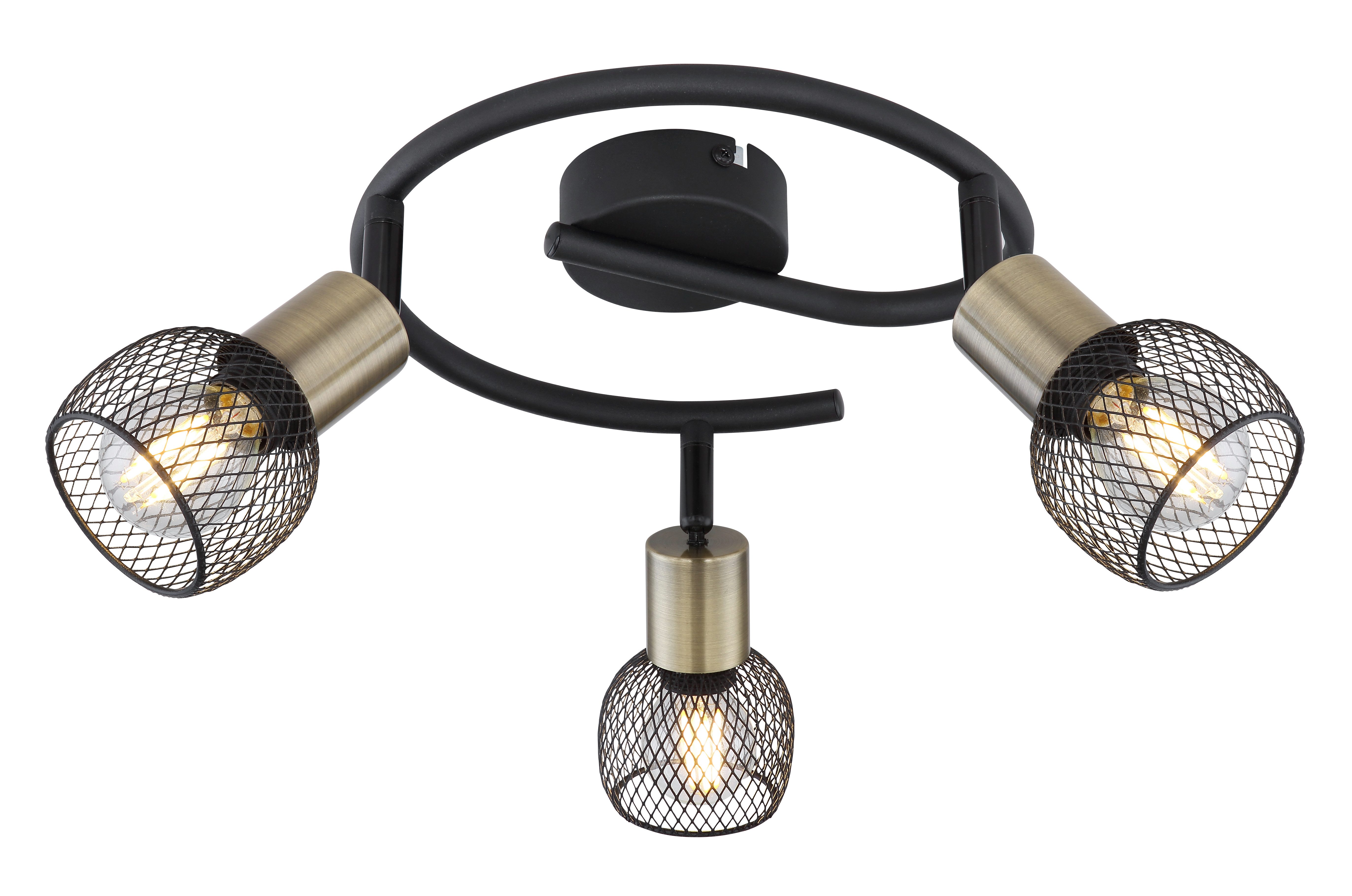 GLOBO LIGHTING Deckenstrahler FIASTRA, ohne Leuchtmittel, Deckenspot/schwarz/Schirme aus Metallgeflecht/Flur