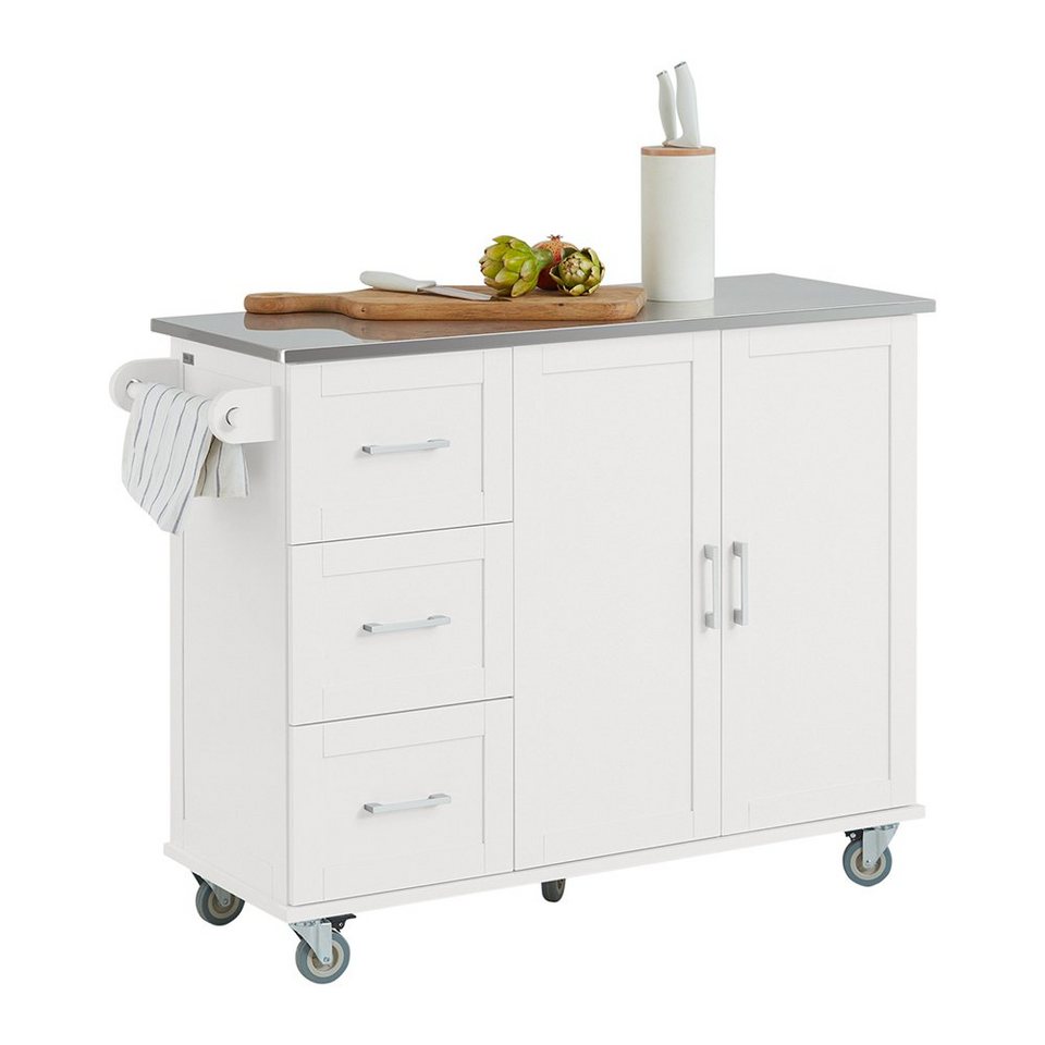 SoBuy Küchenwagen FKW30, Kücheninsel mit Arbeitsplatte Küchenschrank  Sideboard Servierwagen