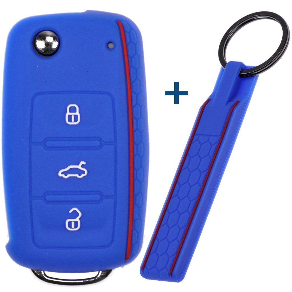 Schlüsselband, Tasten Golf Schlüsseltasche ab VW Skoda 6 für UP 11/2009 Silikon Schutzhülle 3 Leon Autoschlüssel SEAT Octavia mt-key Blau mit passendem