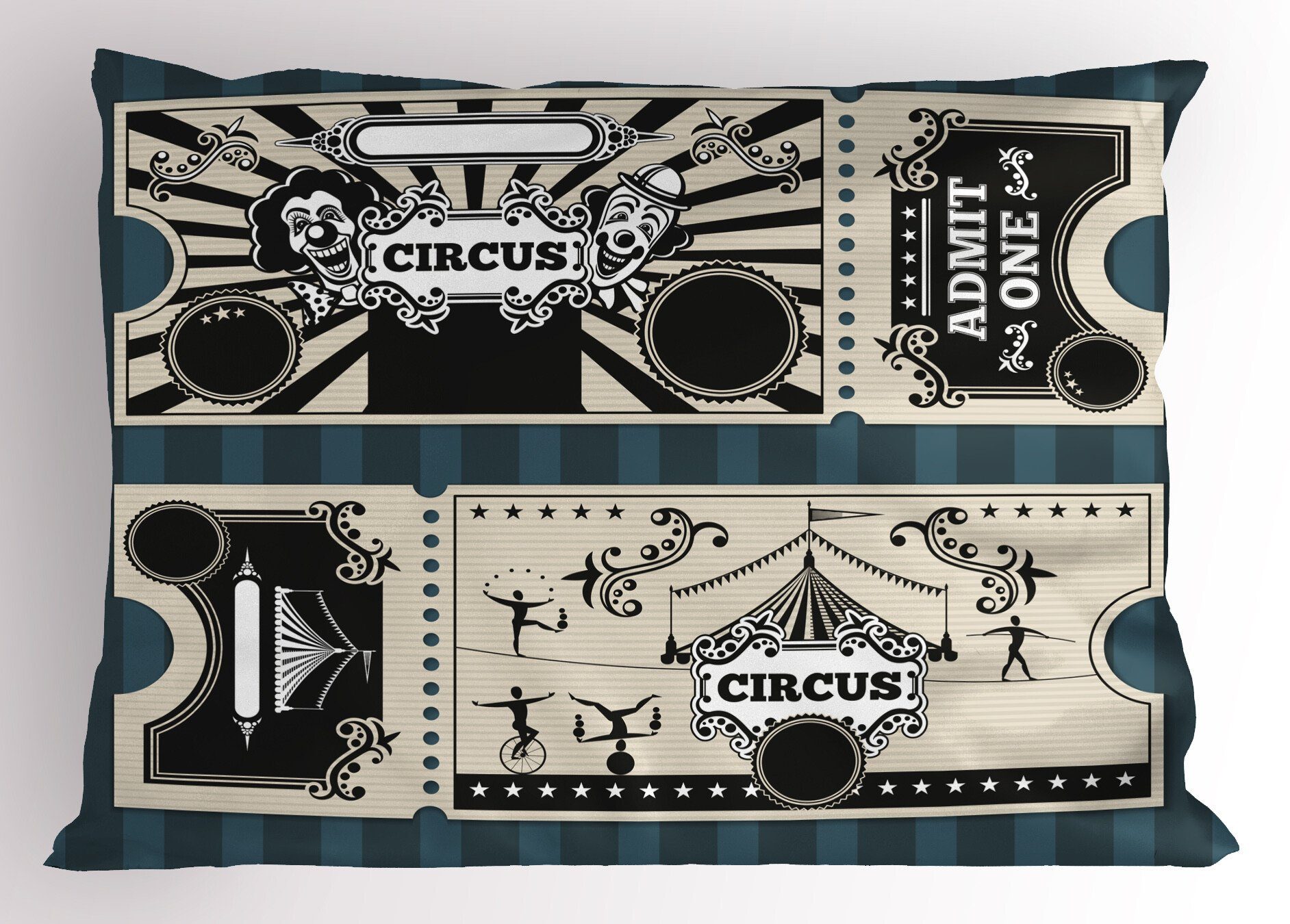 Kopfkissenbezug, Abakuhaus Queen Size Dekorativer lassen Kissenbezüge Zirkus Ticket-Designs ein (1 Stück), Gedruckter