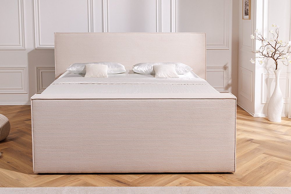 riess-ambiente Boxspringbett SIGNUM 180x200cm beige · Cord inkl. Topper & Matratzen · Bettkasten (Einzelartikel, 1-St), Bonell- & Taschenfederkern · Scandinavian Design · Doppelbett