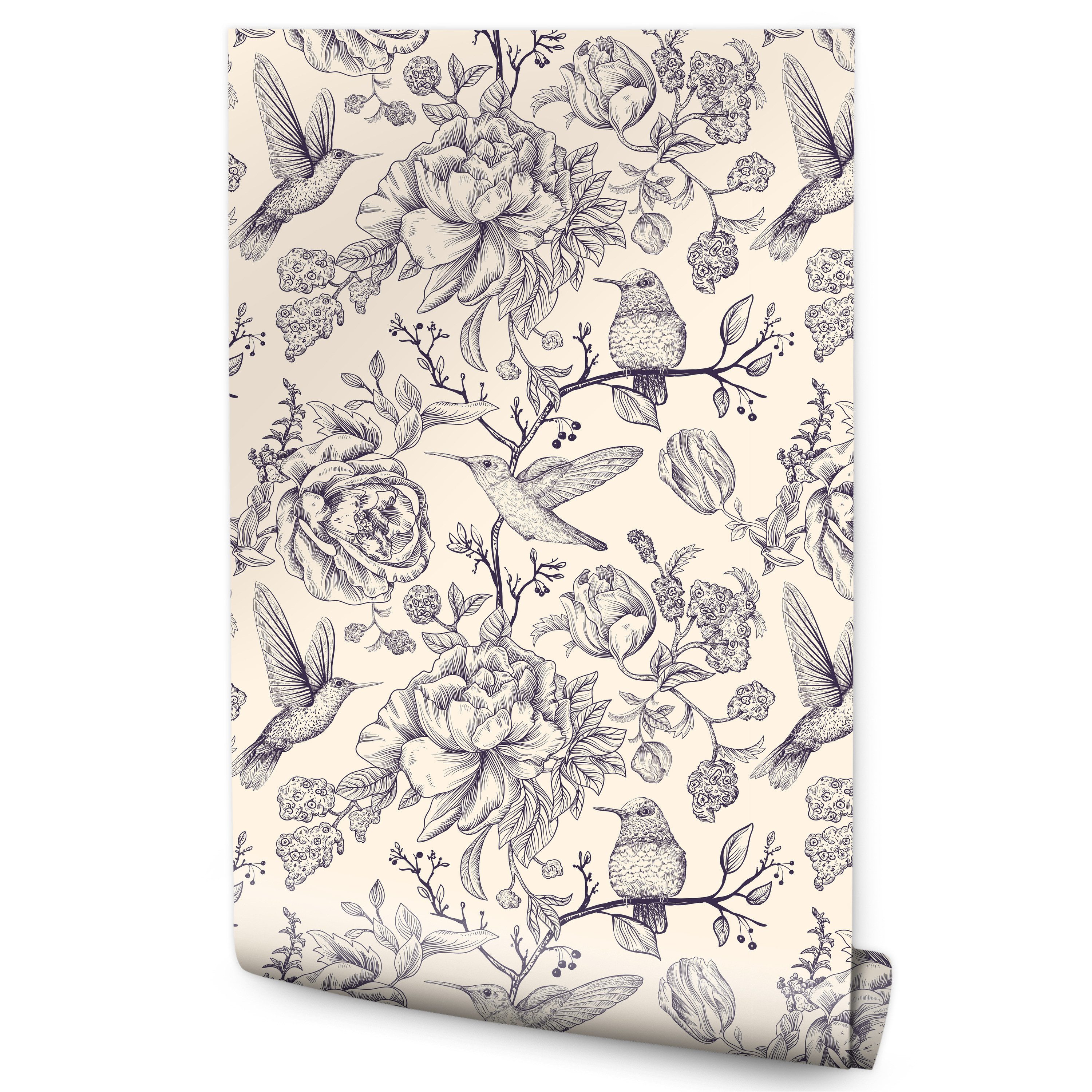 Muralo Vliestapete Wandtapete Natur – Fototapete Vlies 0,50 x 10 m Wohnzimmer, bedruckt, Kolibris, Rolle 0,50 x 10 m, Vlies 130 g/m²