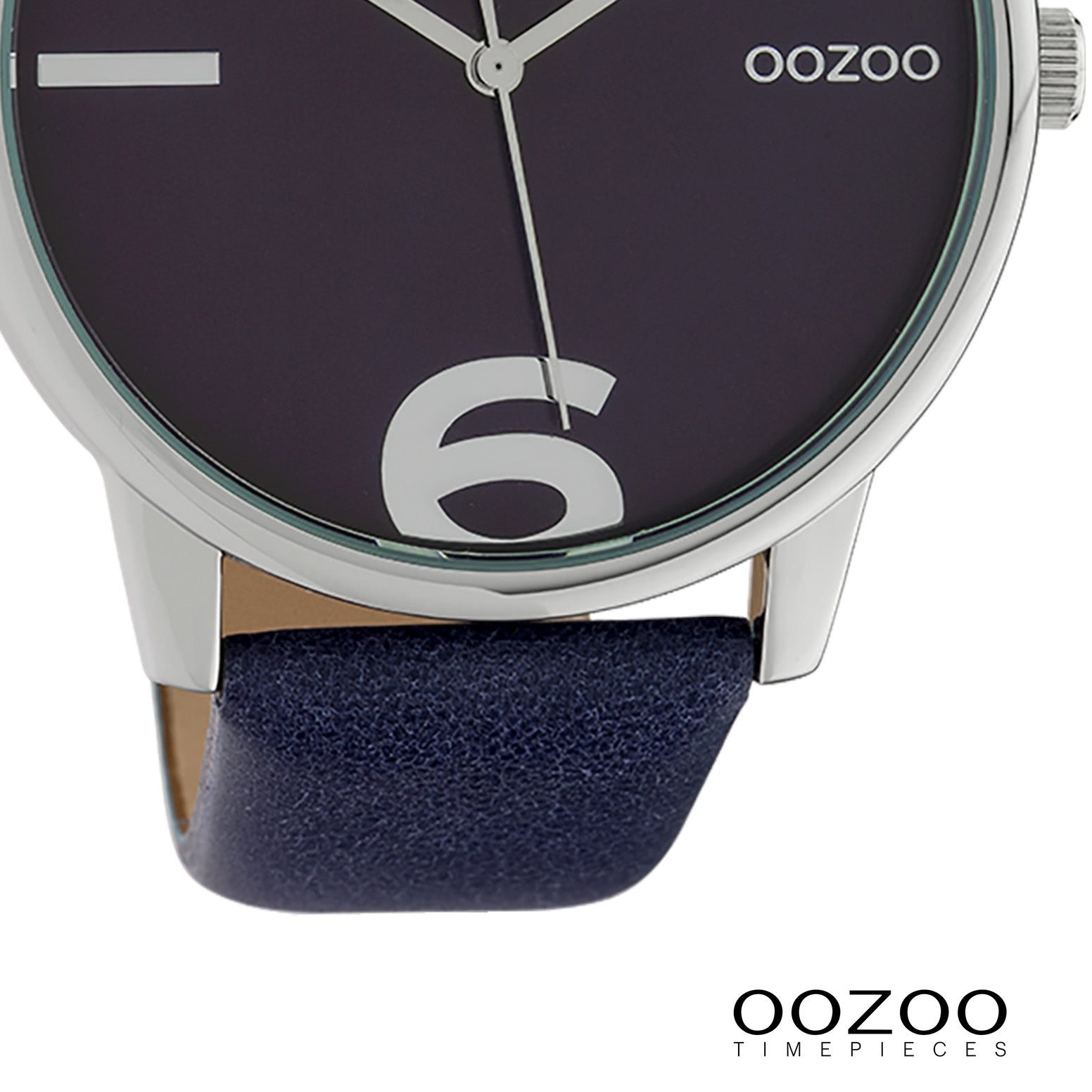 OOZOO Quarzuhr Oozoo Damen Armbanduhr Timepieces Analog, (Analoguhr), Damenuhr rund, groß (ca. 45mm), Lederarmband dunkelblau, Fashion