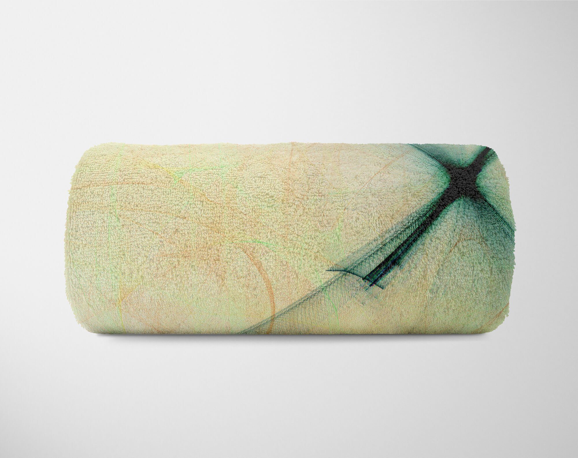 A, Baumwolle-Polyester-Mix (1-St), Saunatuch Handtuch Strandhandtuch mit Handtuch Art Abstrakt Sinus Handtücher Kuscheldecke Fraktal Kunstvoll Fotomotiv