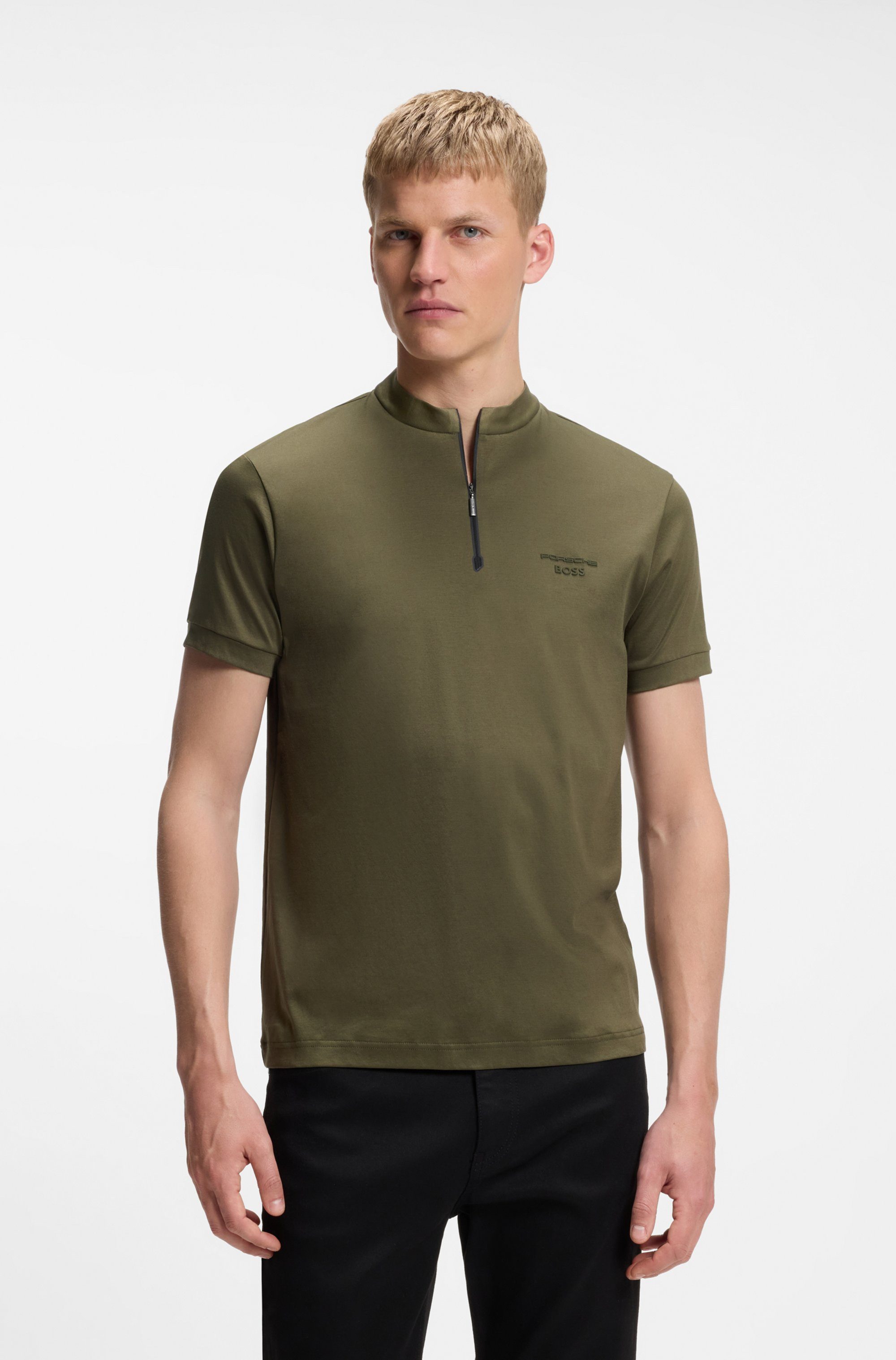 BOSS GREEN Poloshirt Porsche Spirit 70 Capsule Collection Premium Herrenmode Innovative Geruchskontroll-Technologie HEIQ MINT