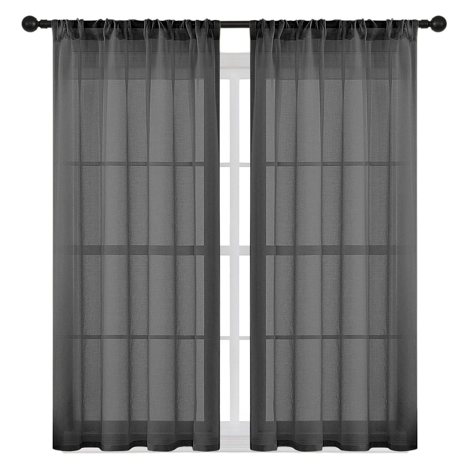 Refttenw Vorhang Voile Gardinen 2St Transparent günstig online kaufen
