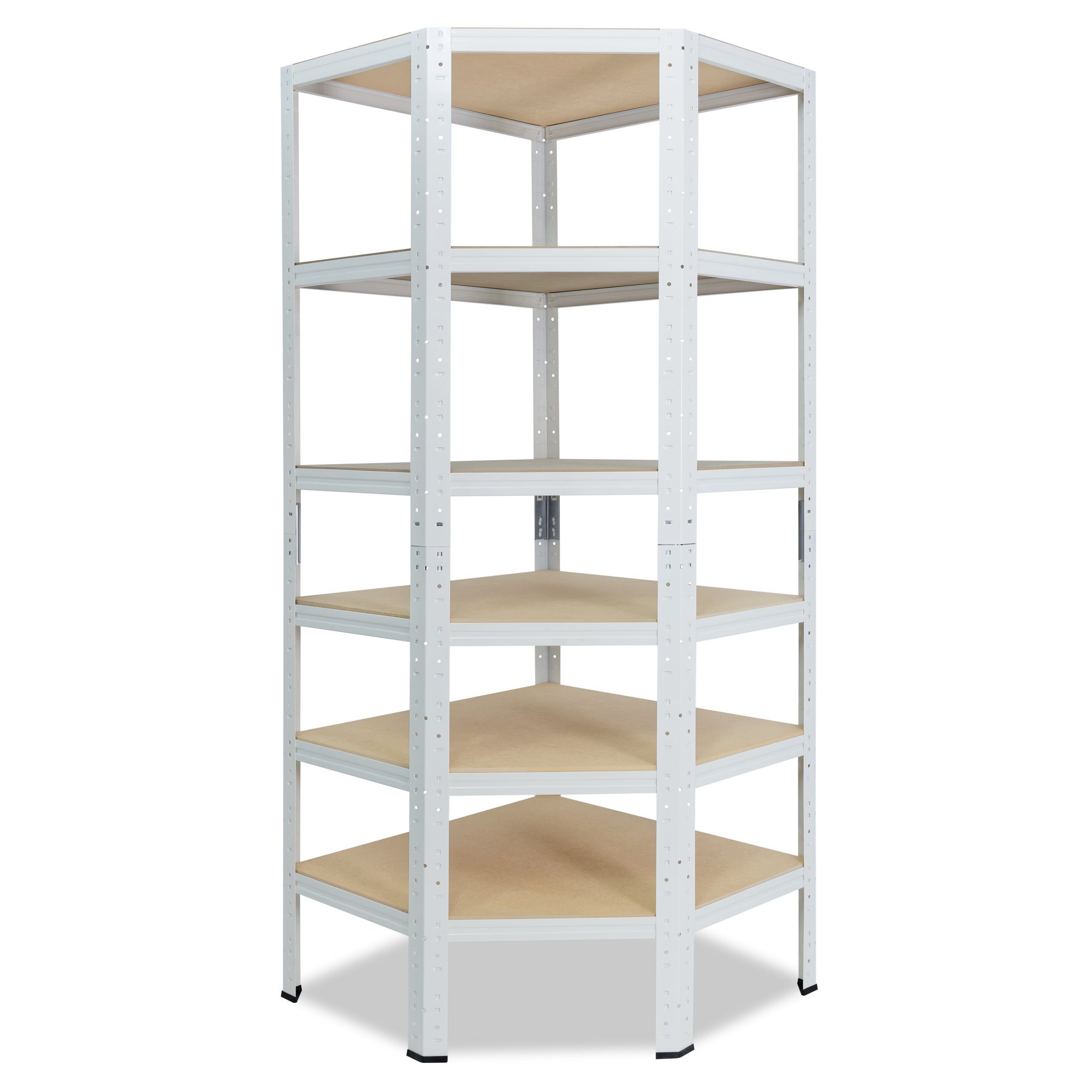 Corner Regal Steckregal Tragkraft shelfplaza 6 verzinkt Eckregal mit HOME, stehend Eckregal Metall Keller 145kg Böden, Eckregal 200x60x30cm weiß, Garagen Shelf Schwerlastregal Ecke,