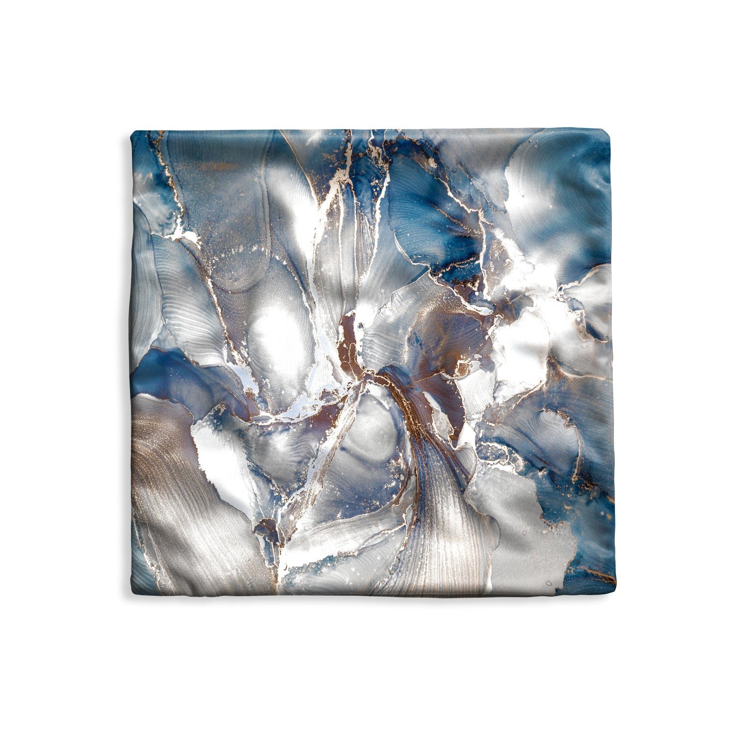 MuchoWow Dekokissen Marmor - Grau - Blau - Luxus - Gold, Kissenbezüge, Kissenhülle, Deko Kissenbezug, Kissen, 40x40 cm