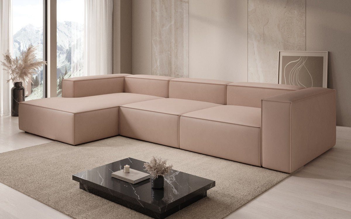 Luxusbetten24 Sofa Designer Sofa Lesley L, mit Bezug aus Echtleder
