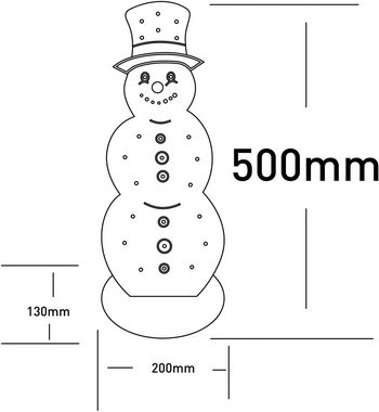 näve LED Dekoobjekt Snowy, Weihnachtsdeko aus Holz, Timerfunktion, LED fest integriert, Warmweiß, Schneemann aus Holz, Höhe ca. 50 cm, Batteriebetrieb