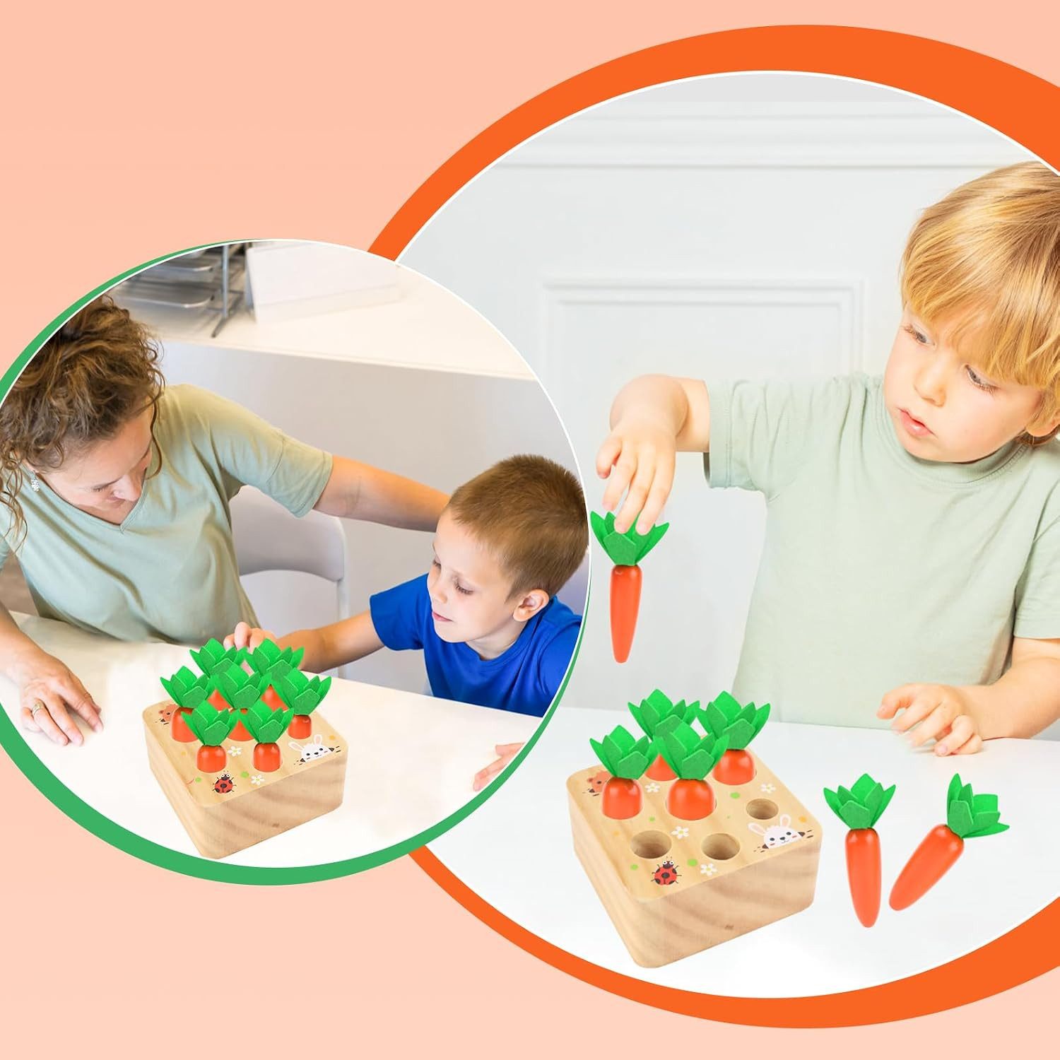 LaCute Lernspielzeug Holzspielzeug Karottenernte ab 18 Monaten – Montessori Sortierspiel (Holz-Sortierspielzeug für Kleinkinder, Holzspielzeug Karottenernte zur – Bild 5 von 5