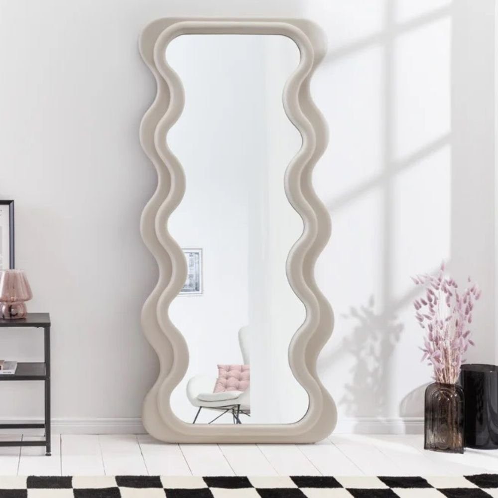 LebensWohnArt Wandspiegel Extravaganter Design Spiegel 160x70cm FORMOSA greige