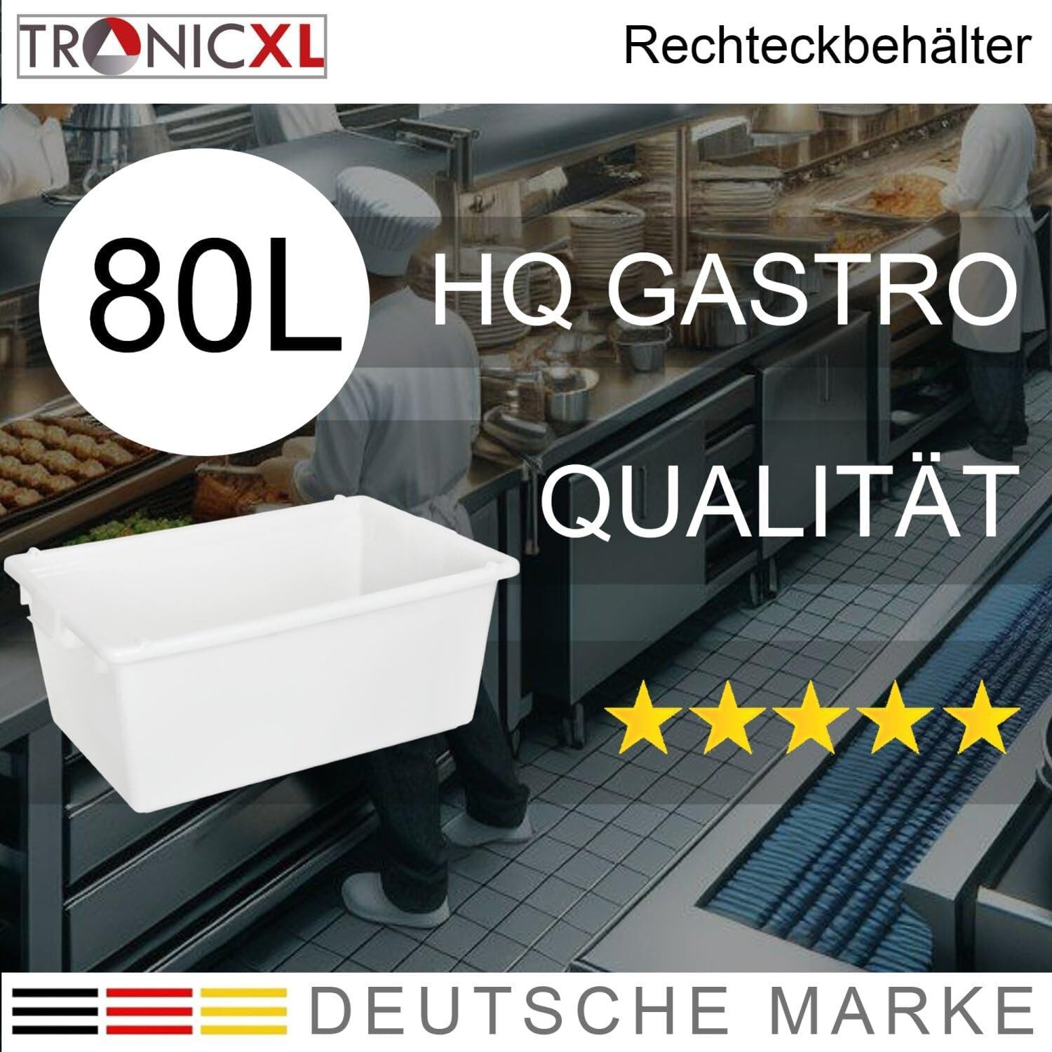 TronicXL Aufbewahrungsbox 4 Stück 80L XXL Universal Behälter Wanne Tonne Lebensmittel Bütte (4 St), lebensmittelecht
