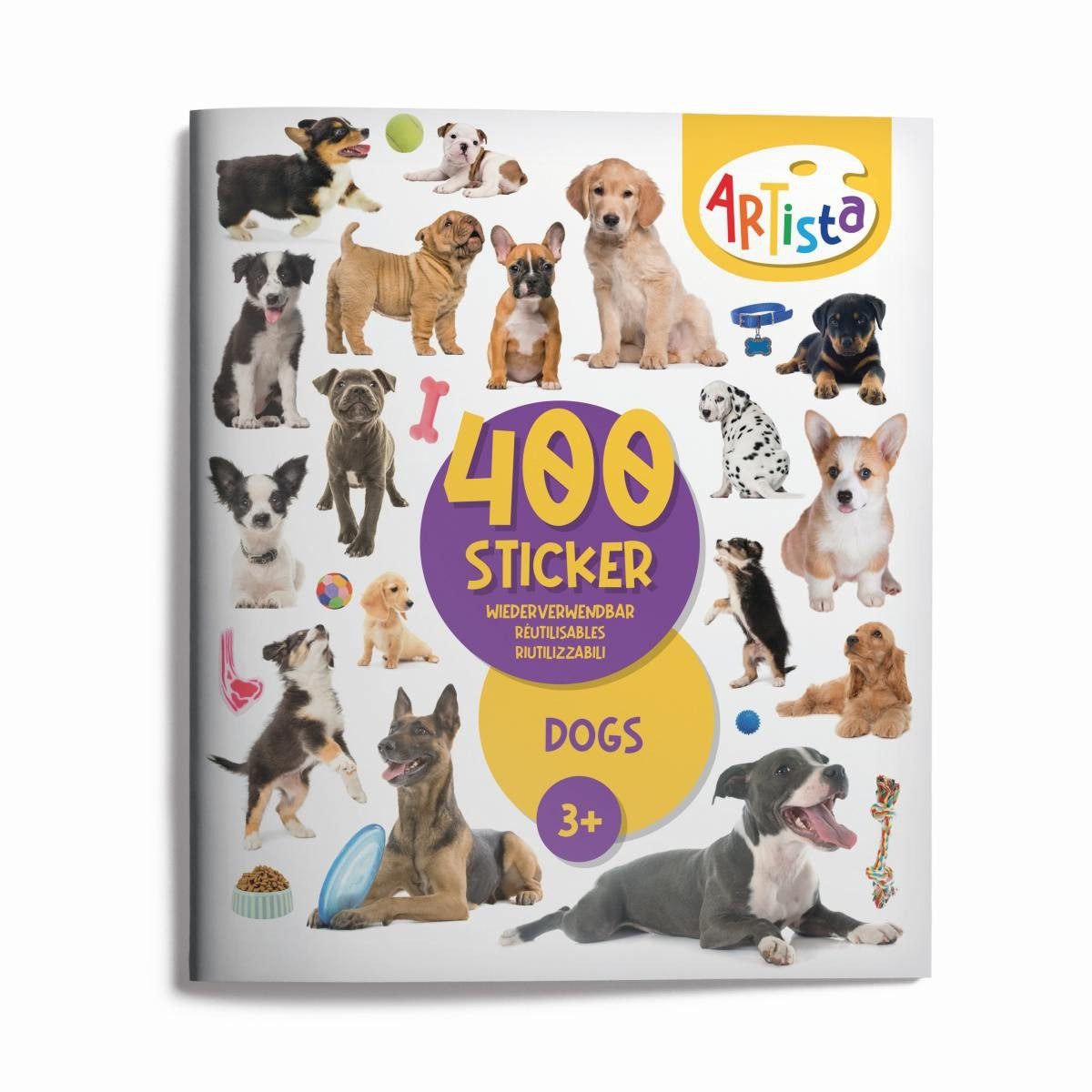 ARTISTA Stickerbuch 400 wiederverwendbare Sticker für kreativen Spiel- und Bastelspaß
