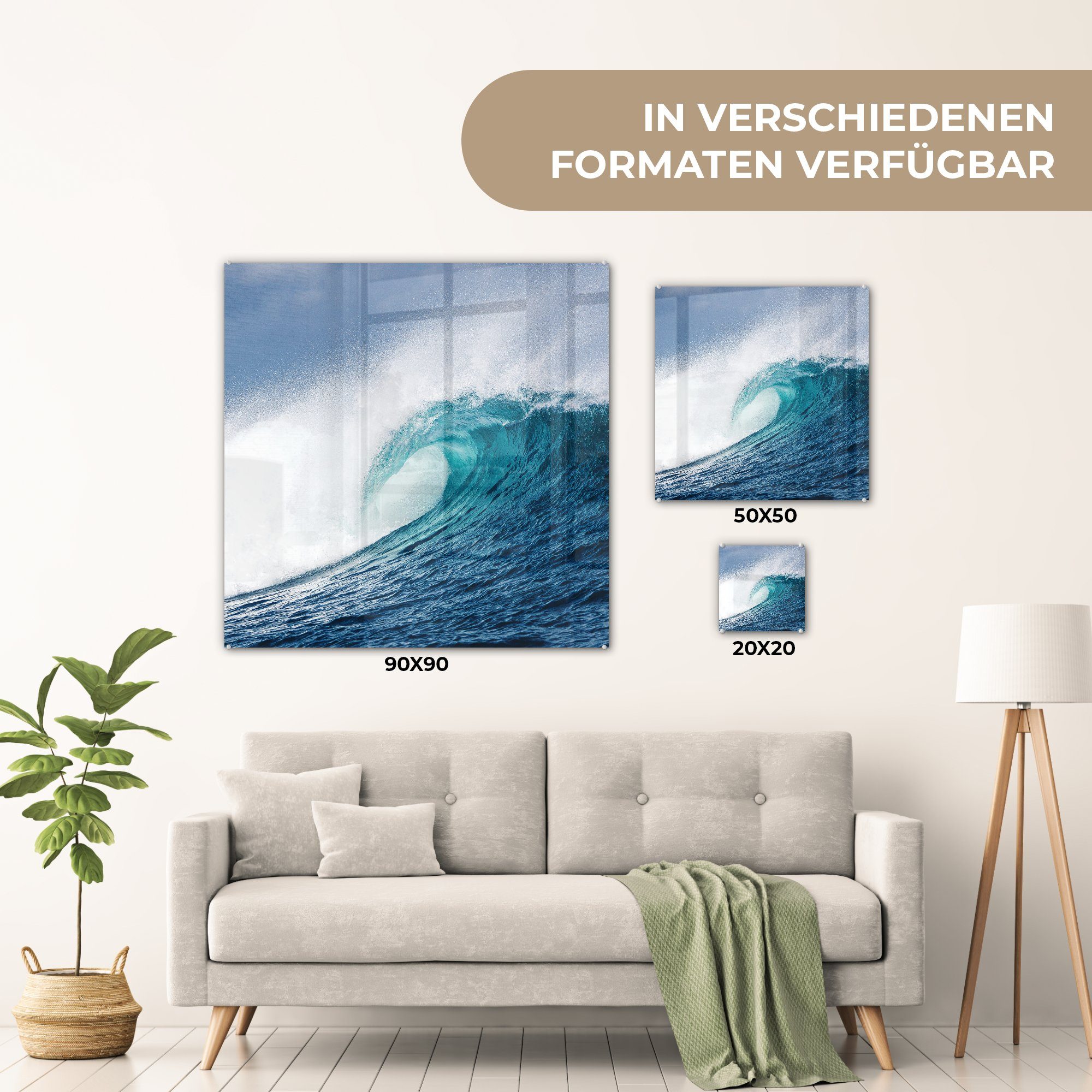 - Meer - Acrylglasbild - St), Golf (1 Wanddekoration Schaum, auf - auf MuchoWow - Glas Foto Bilder Wandbild Glasbilder Glas